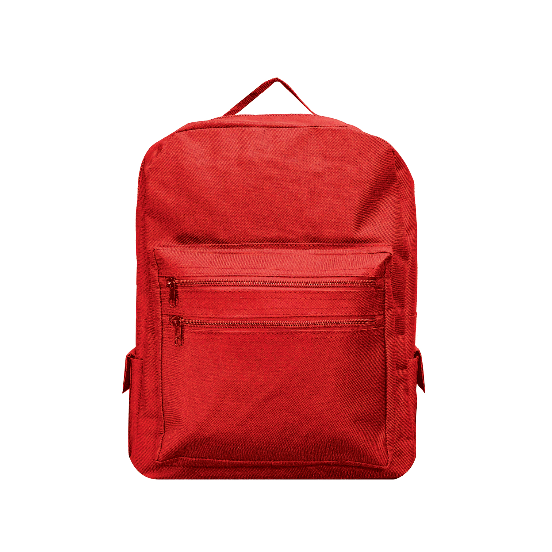 Backpack with large front compartment & 2 side pockets. 28
