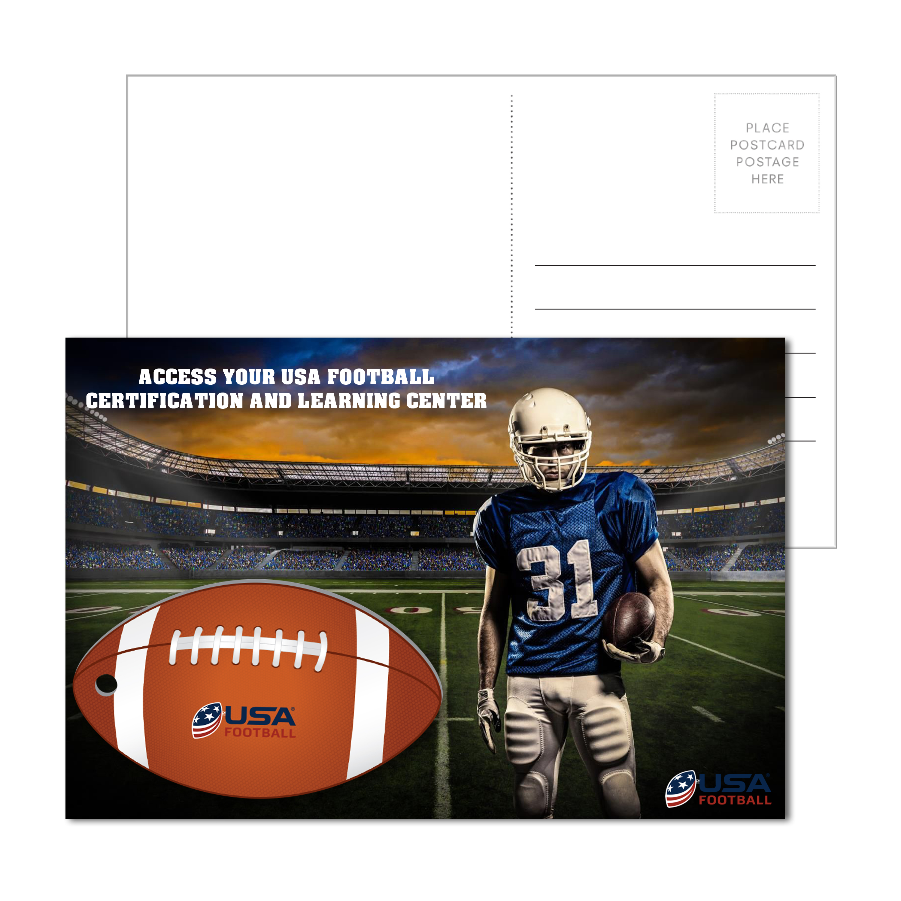 Post Card With Full-Color Football Luggage Tag