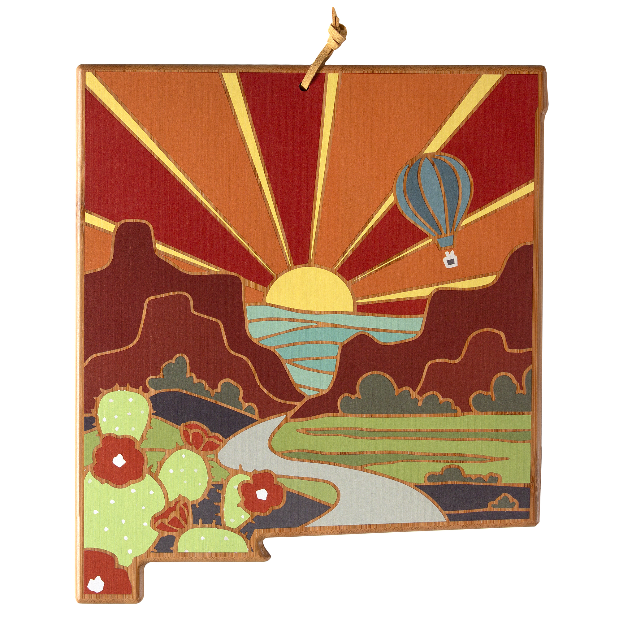 New Mexico State Shaped Serving and Cutting Board with Artwork by Summer Stokes