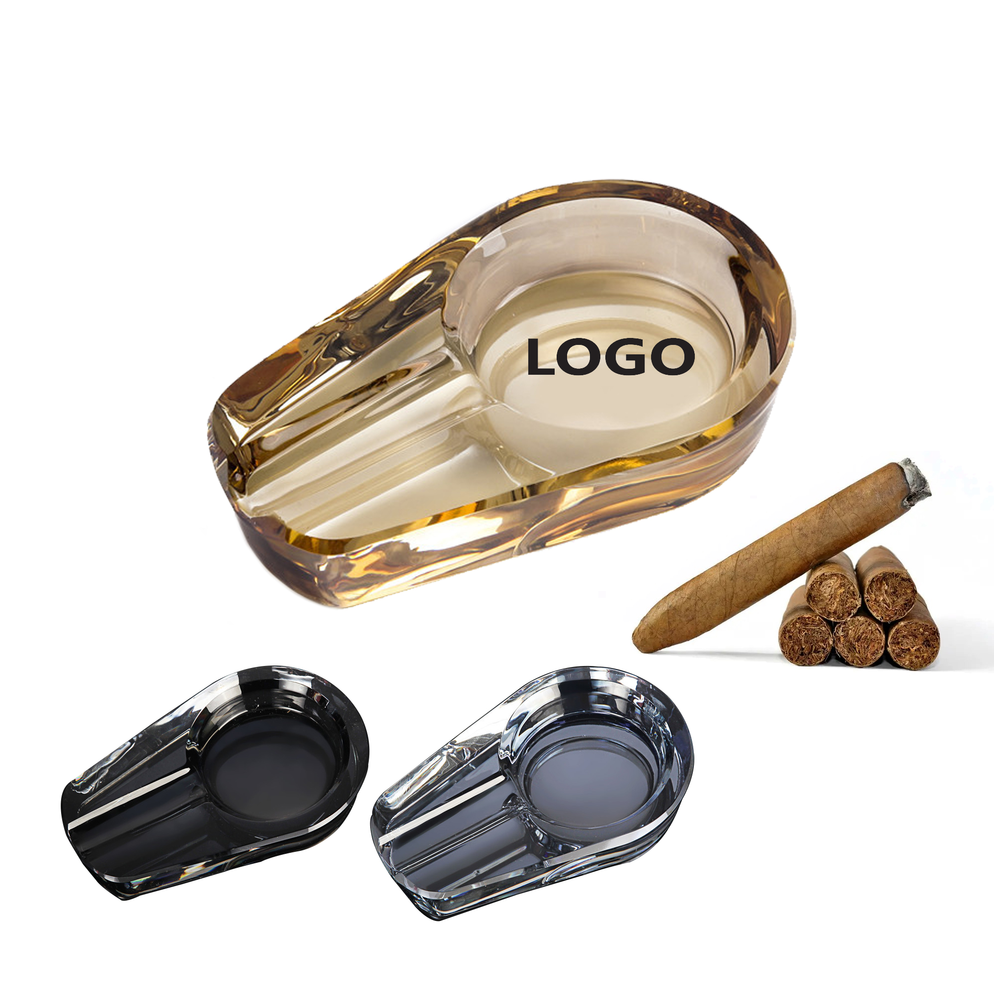Elegant Single-Slot Crystal Cigar Ashtray 3