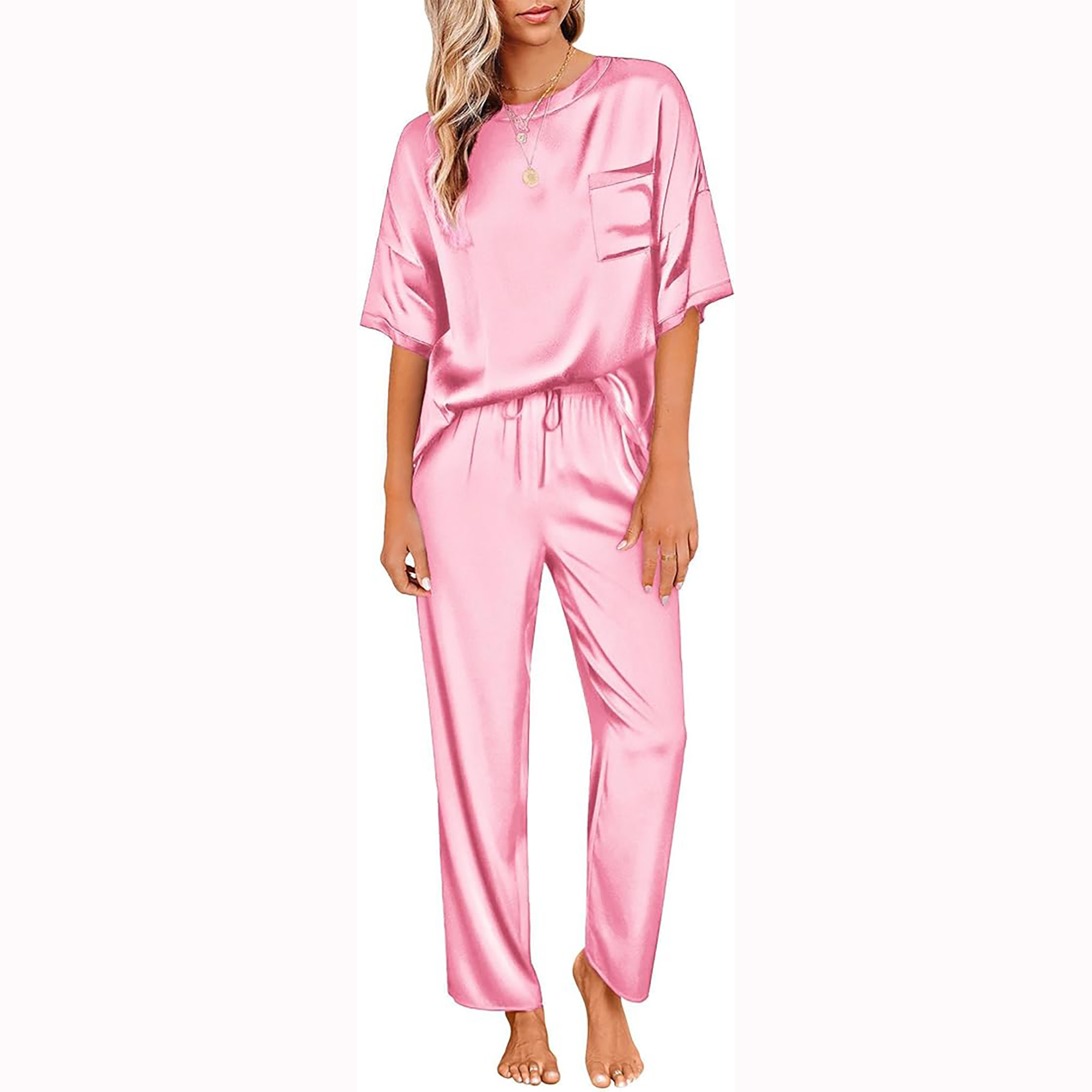 Womens Satin Silk Pajamas Set 6