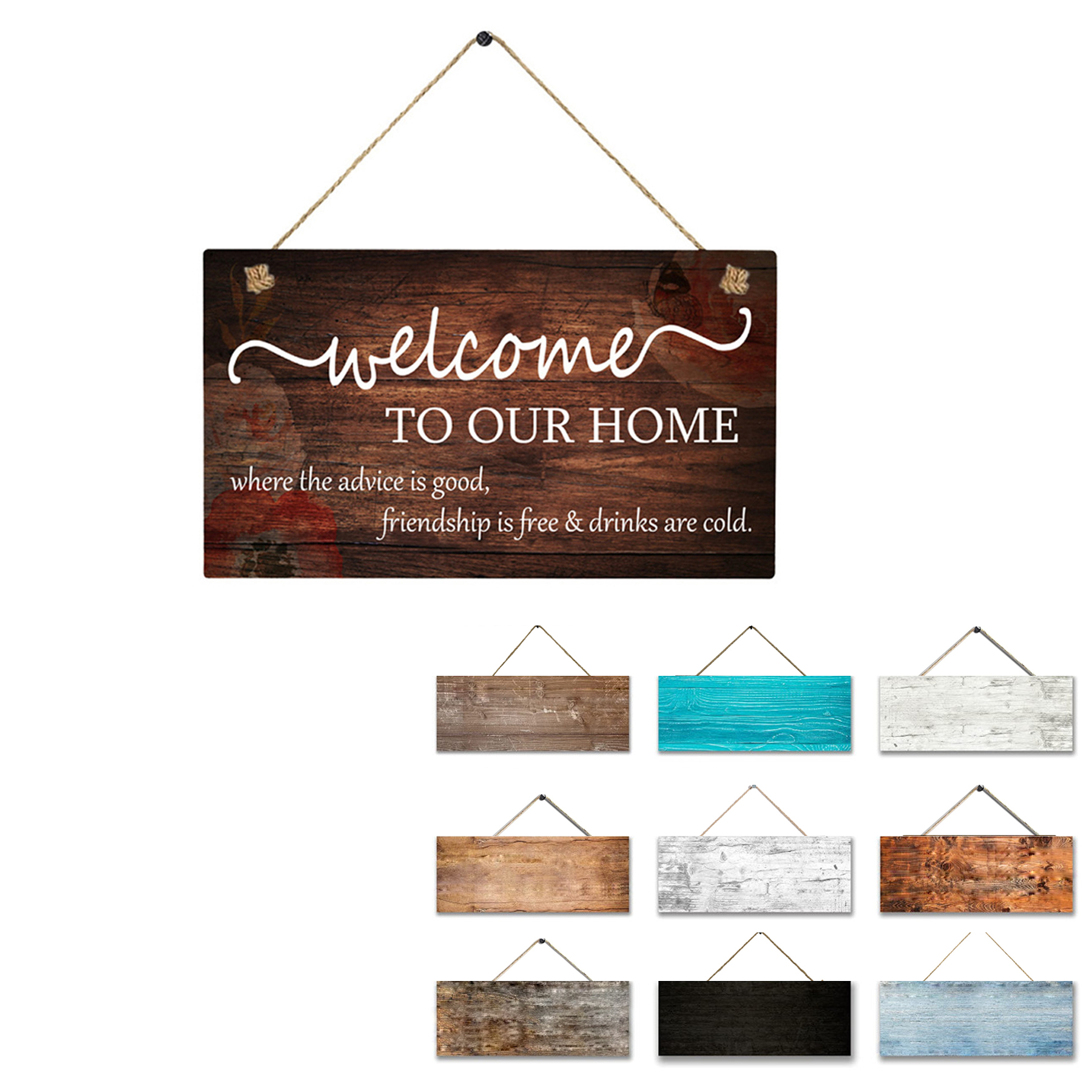 Hanging Wooden Welcome Sign