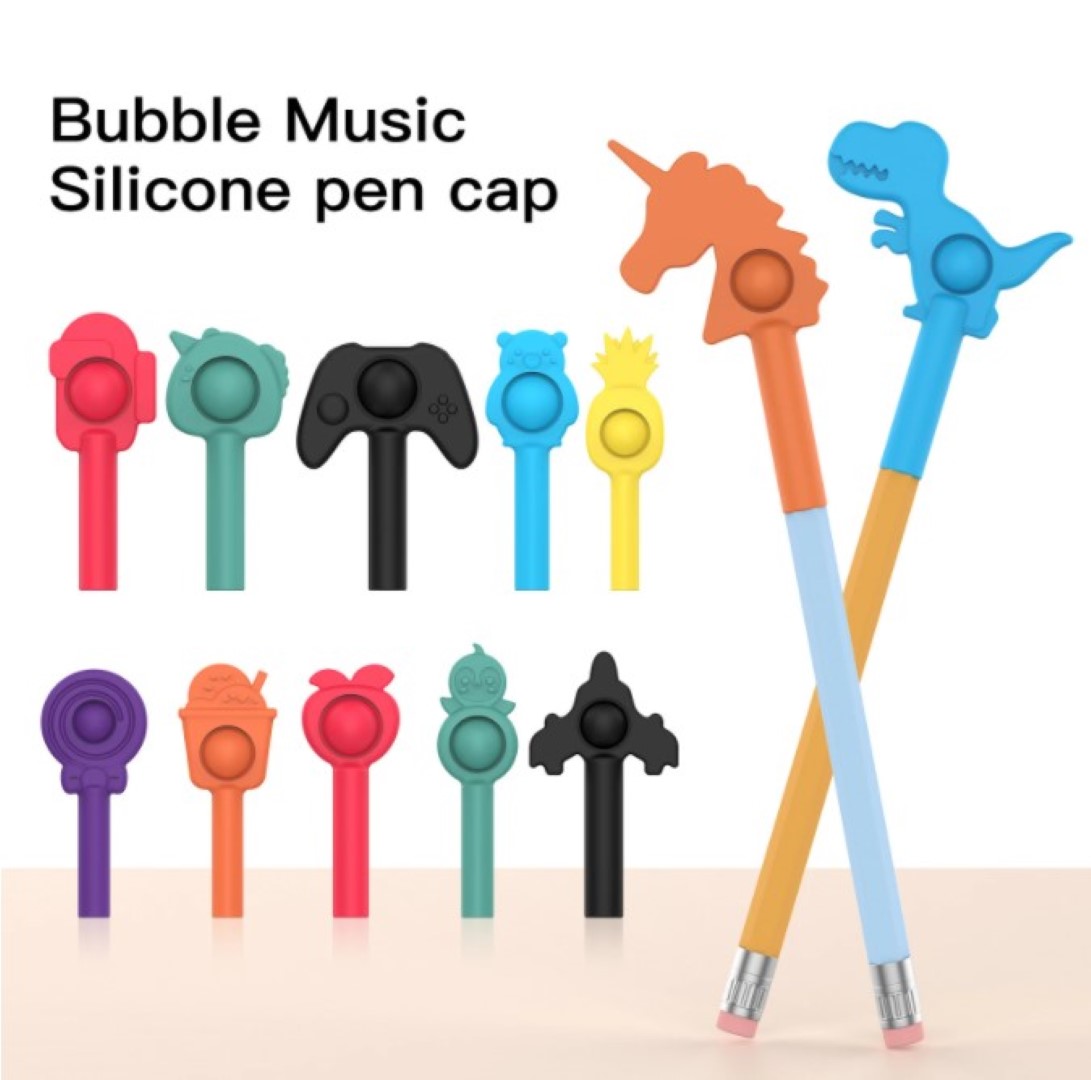 Stress Relief Sensory Toy Fidget Push Bubble Pen Cap