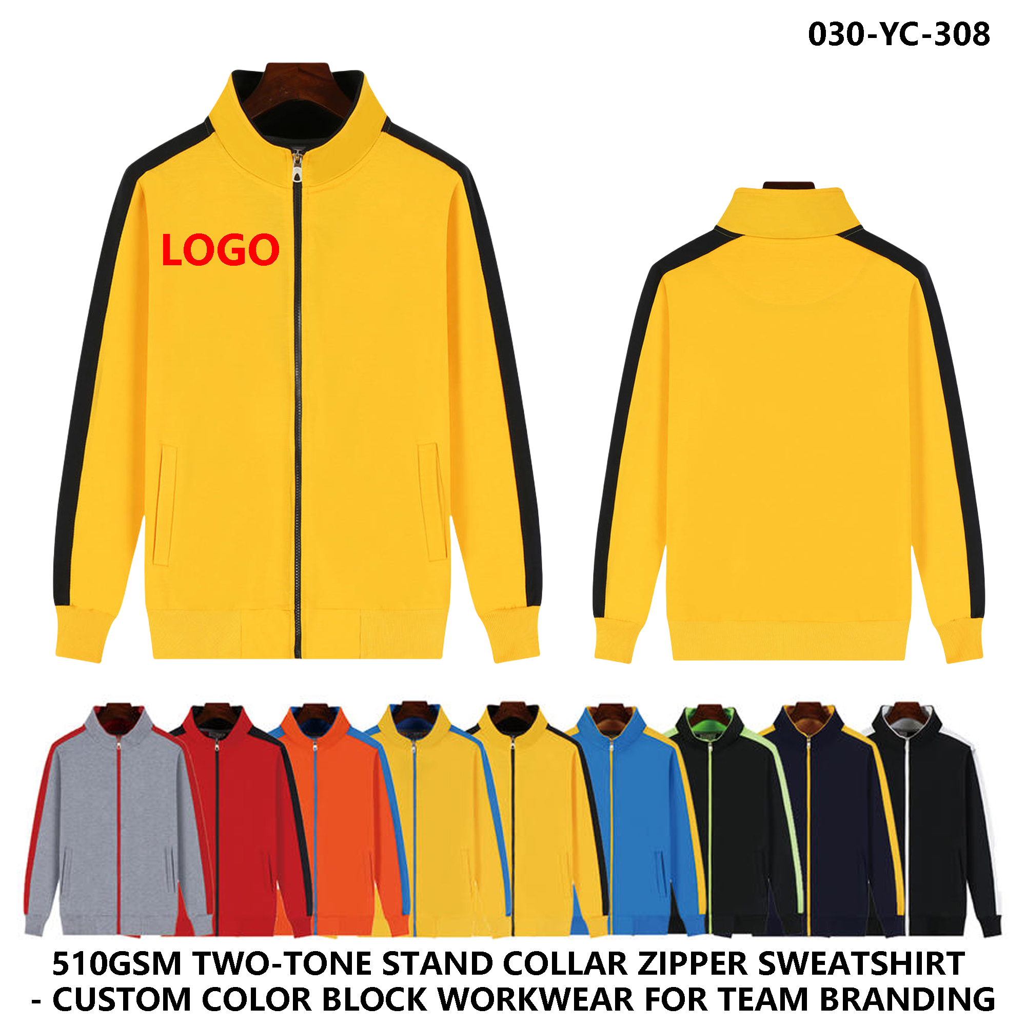 Color Block Custom Logo Thin Hoodie Jacket ?C Unisex 2