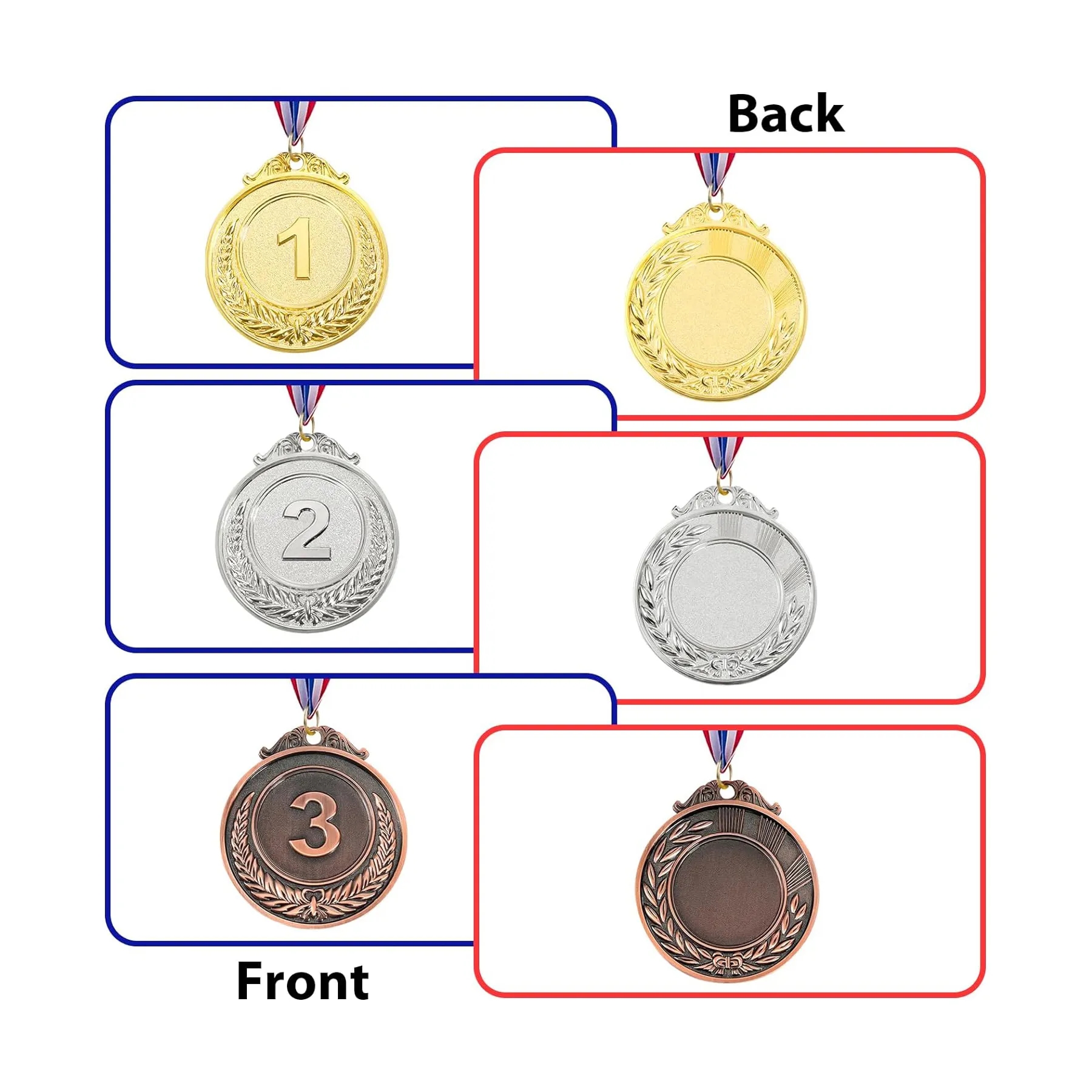 Gold Silver Bronze Award Medals 16