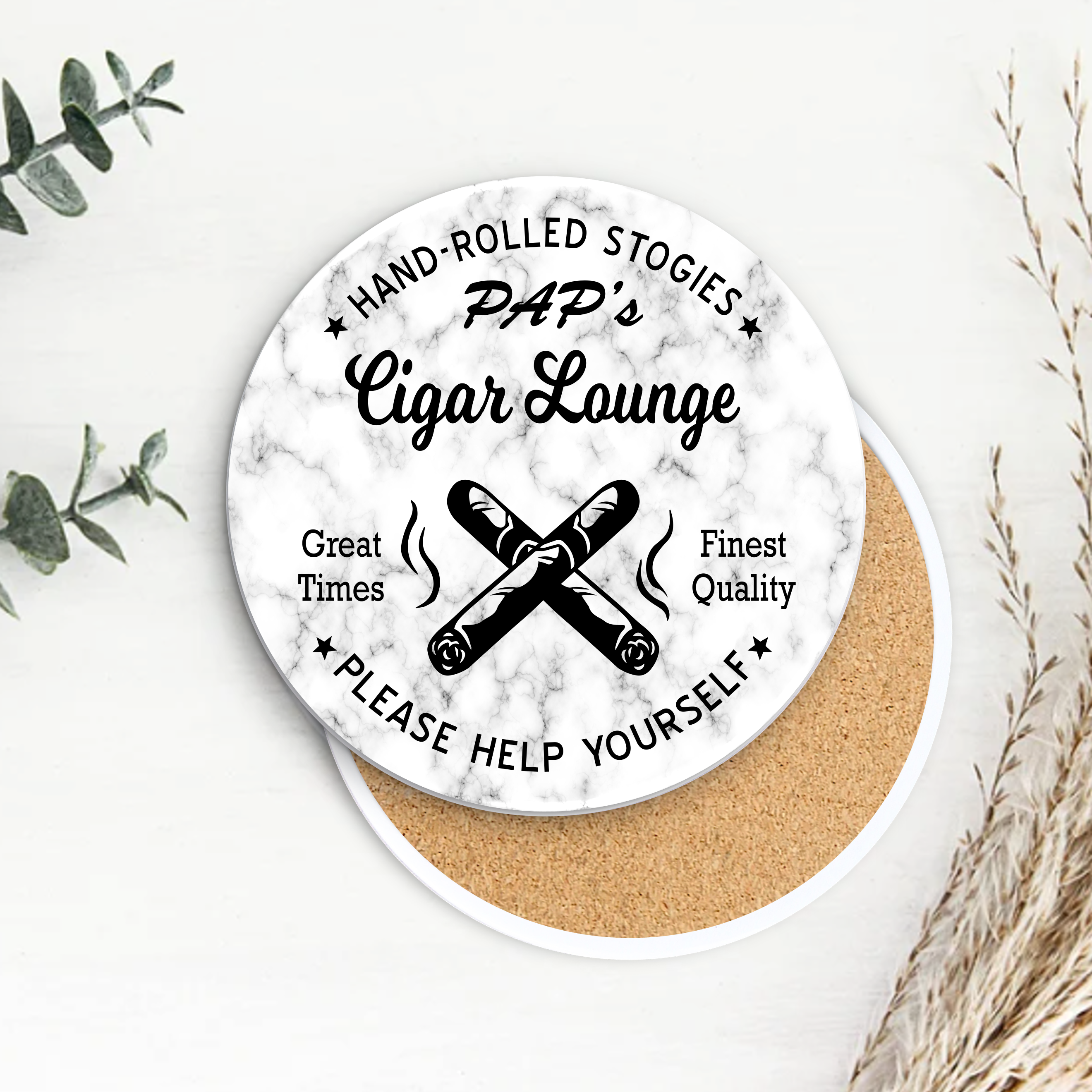 Semi-Gloss White Ceramic Round Coaster 27