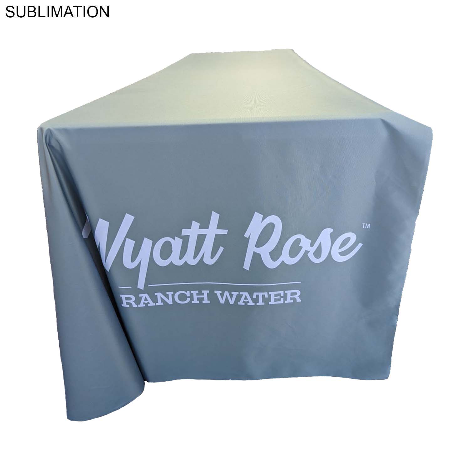24Hr Express Ship - Sublimated PREMIUM Cloth for 8' Table, Drape Style, Open Back, Rounded corners 8