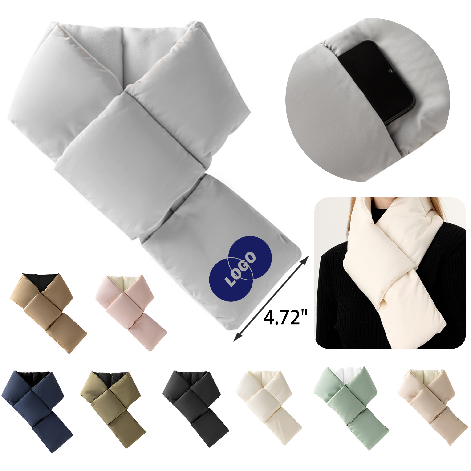MOQ 50 PCS Puffer Stylish Winter Scarf 12