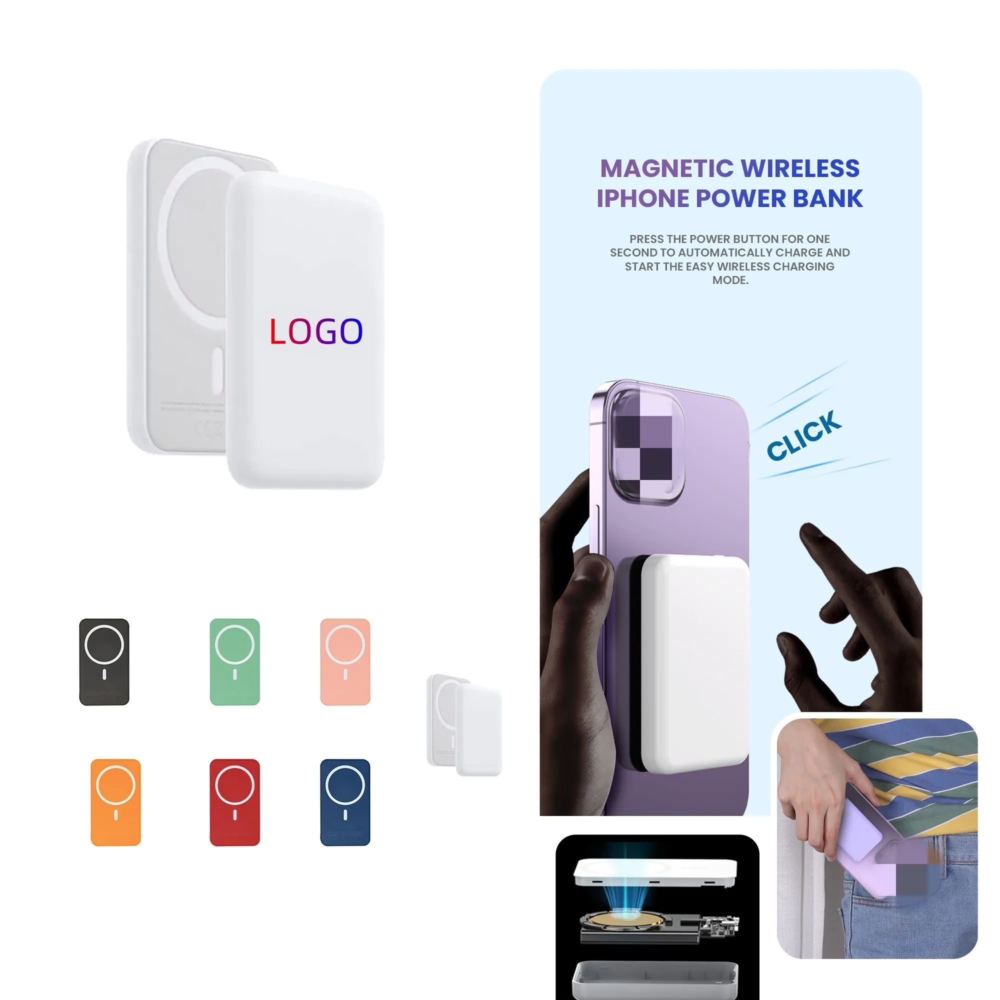 10000mAh Magnetic Wireless Phone Power Bank