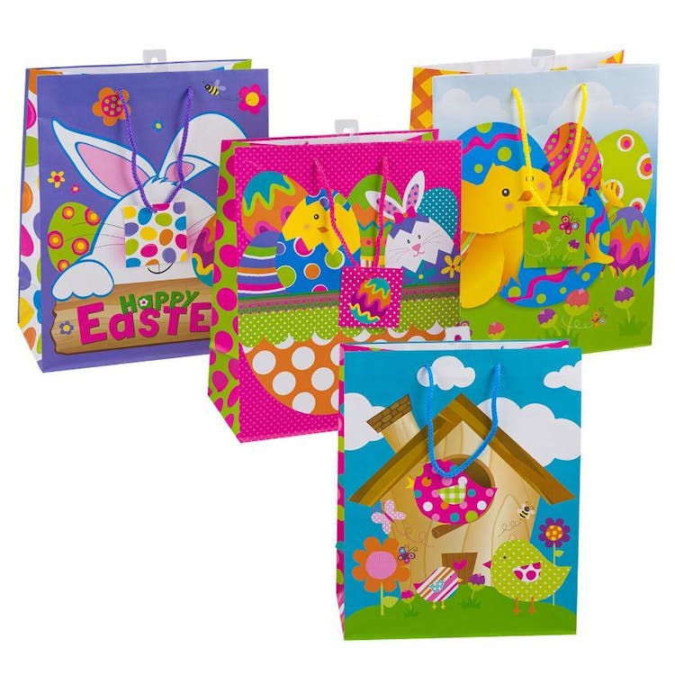Easter Gift Bags - 13" H 4 Bright Color Assortments 3