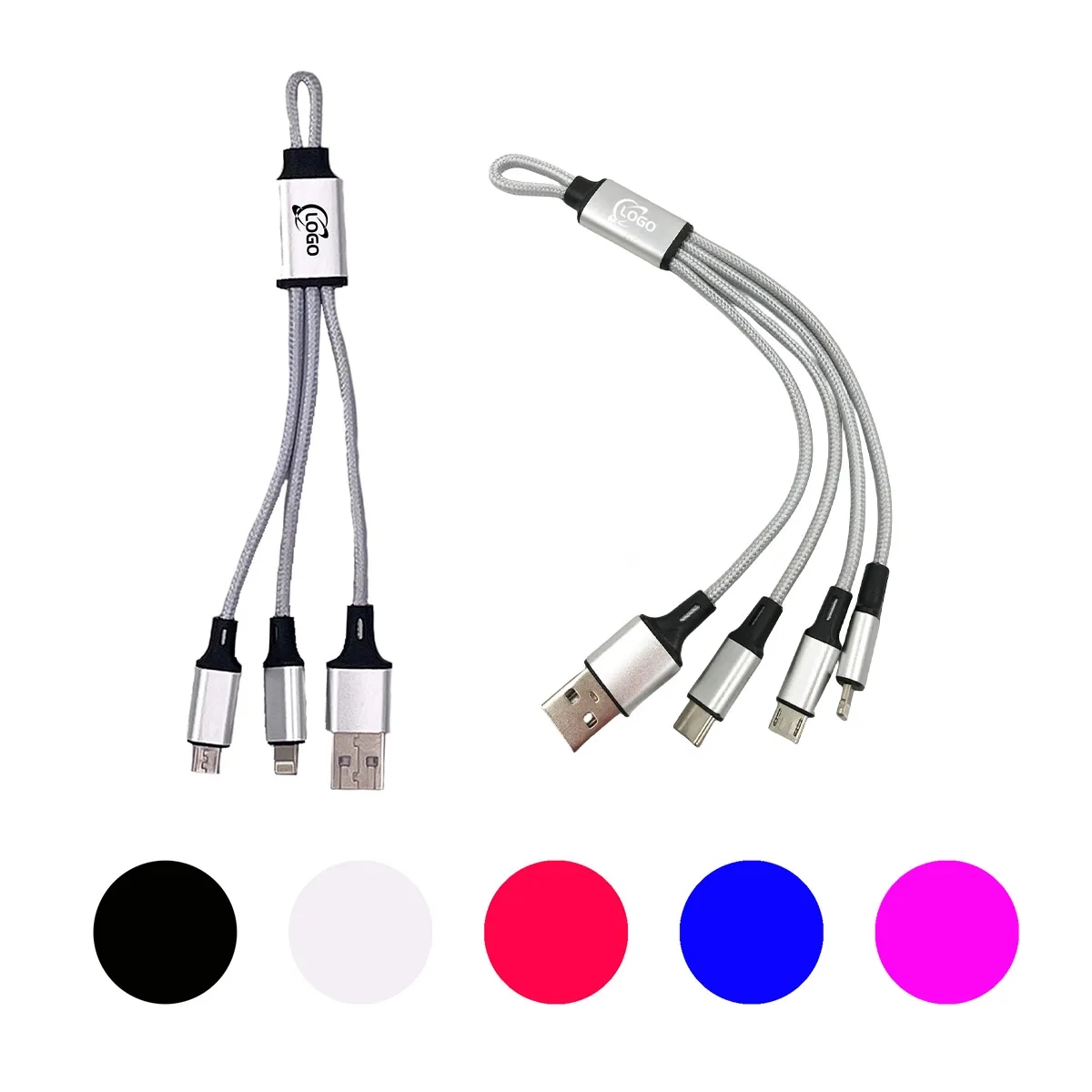 MOQ100 3/4-In-1 Weave USB Charging Cables 5