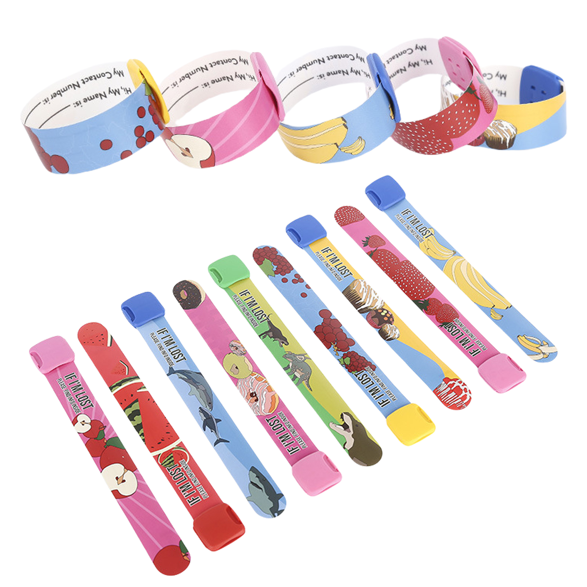 Colorful reusable Kids ID Wristbands MOQ50