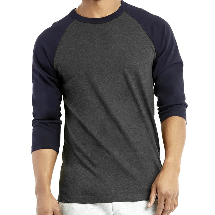 Men's 3/4 Sleeve Baseball T-Shirt - Small Navy/Charcoal 2