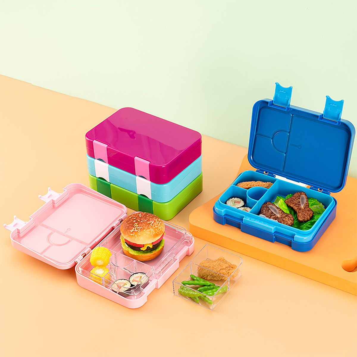 ACpromotionals 4-Compartment Bento-Style Lunch Box with Removable Divider - Thumbnail 4