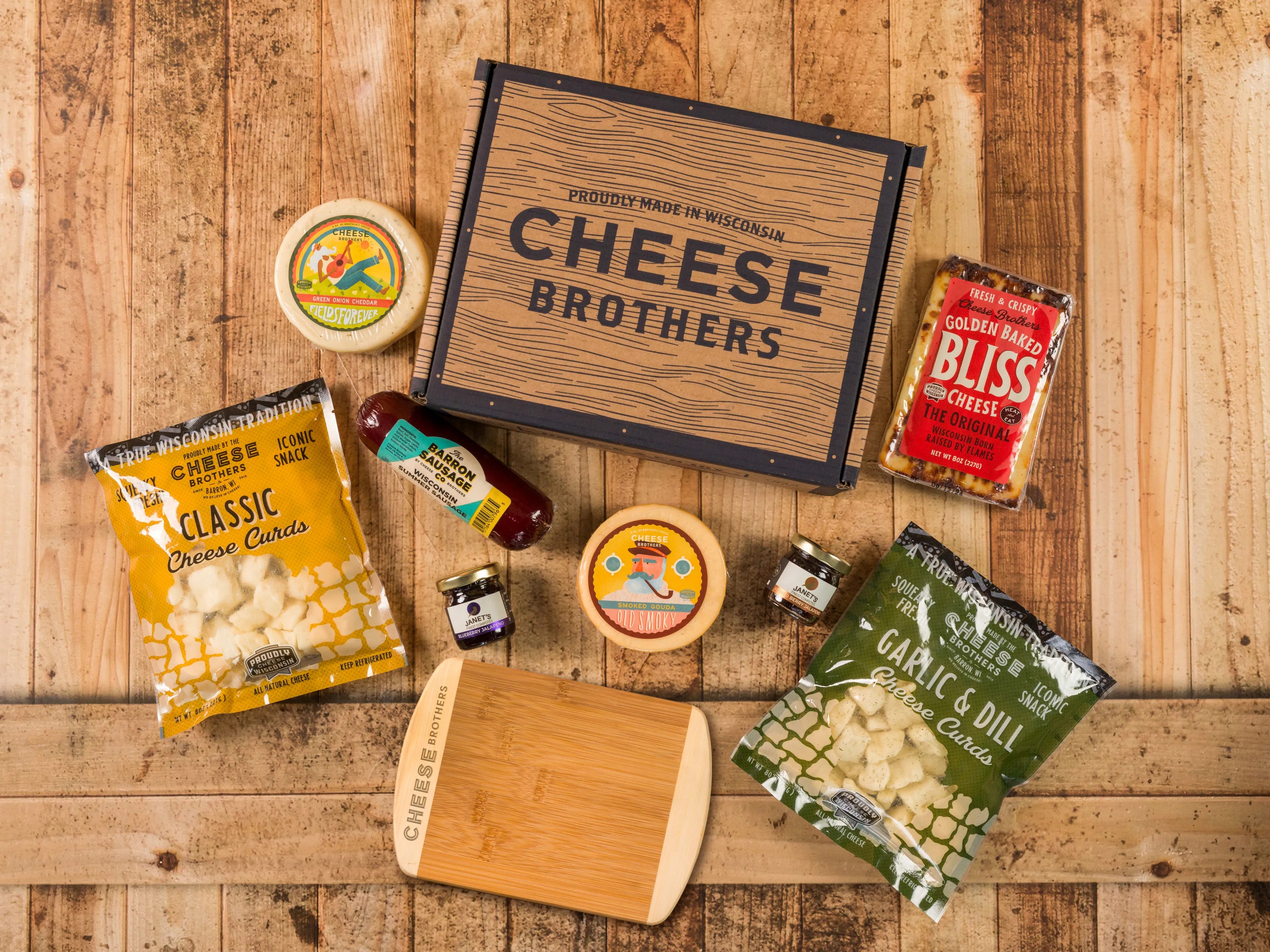 Cheese Bros. Taste of Wisconsin Gift Pack (Cheeses, Board +) 20