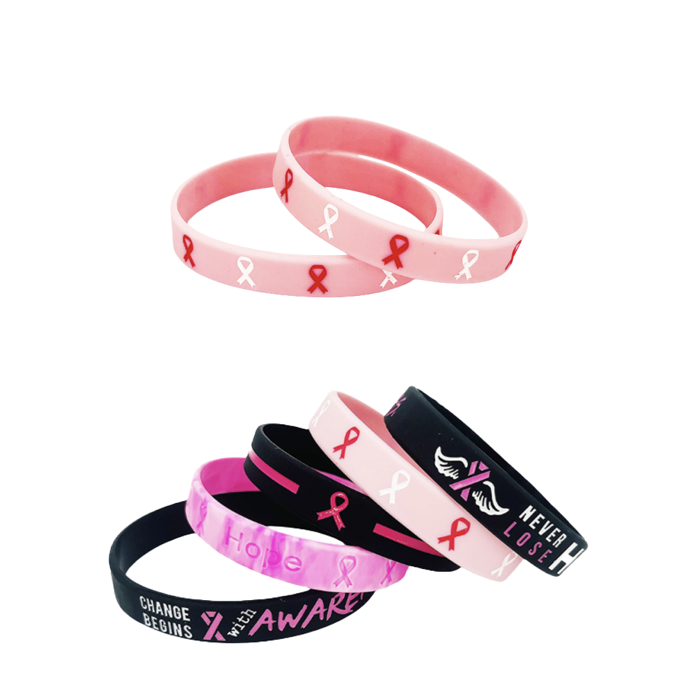 Inspirational Pink Silicone Hope Courage Faith Breast Health Wristband