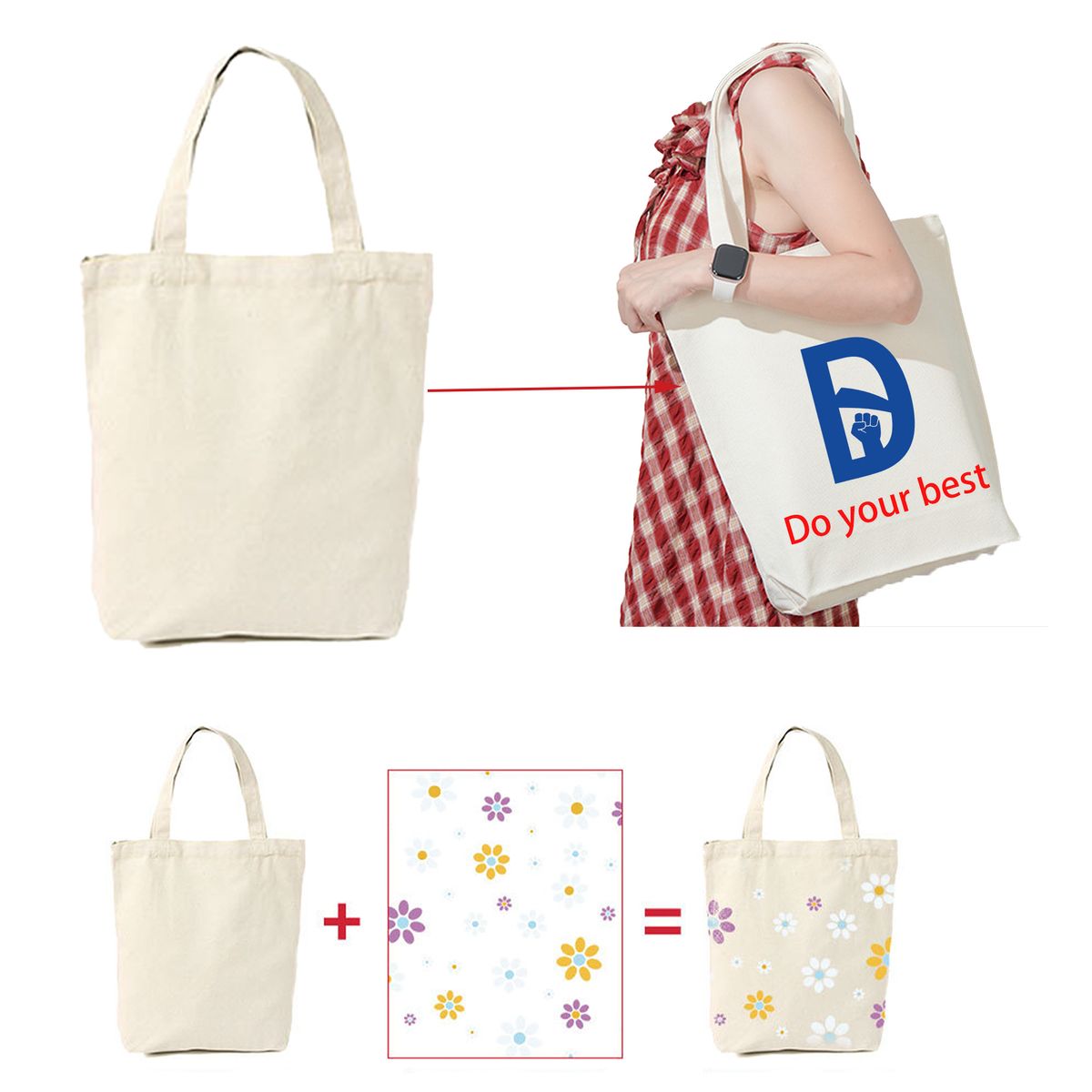 13.39"x11.2" Customizable Canvas Bag MOQ 30 4