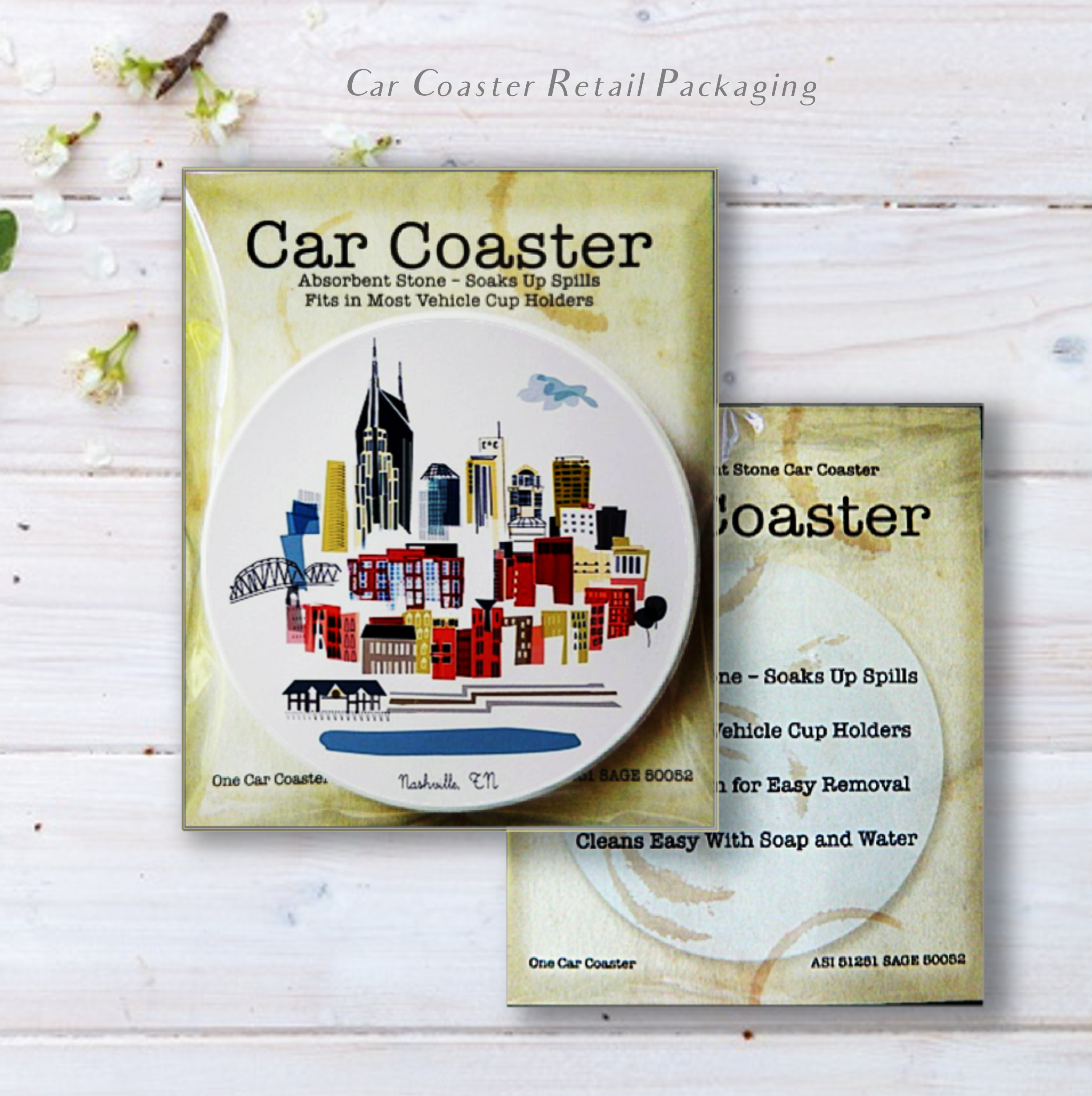 Car Coaster in Retail Packaging