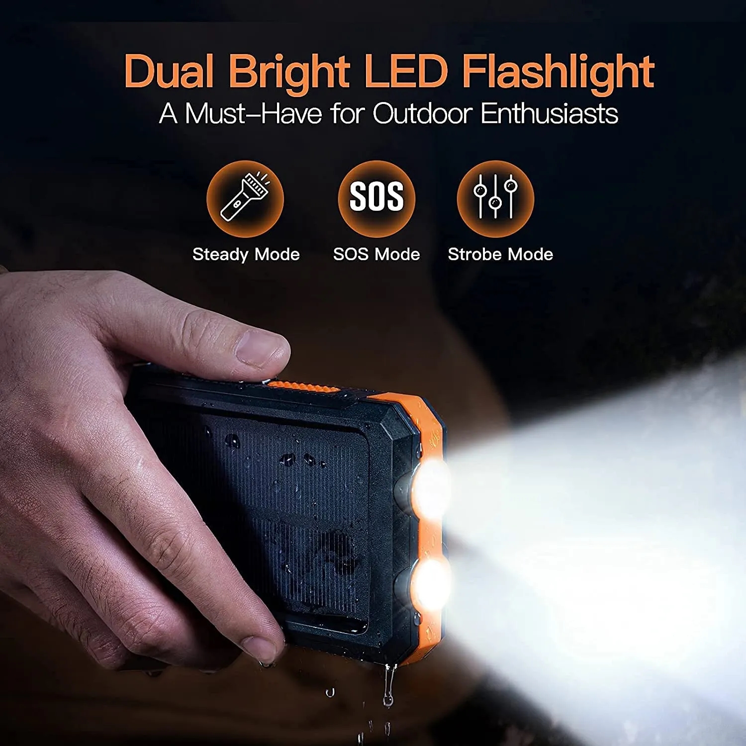 Quick Shipping 10,000mAh Waterproof Solar Power Bank 15