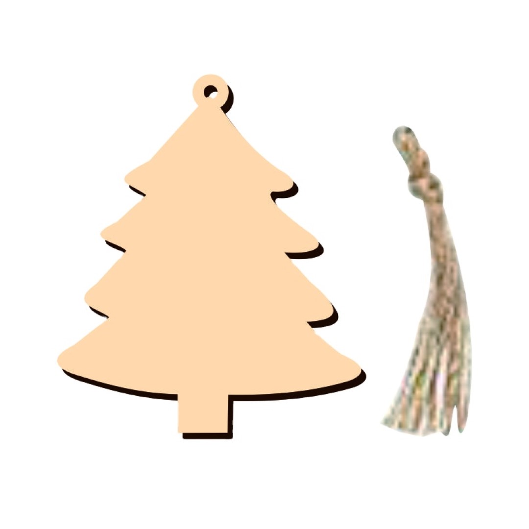 Christmas Tree Wood Pendant 10 Pieces Set