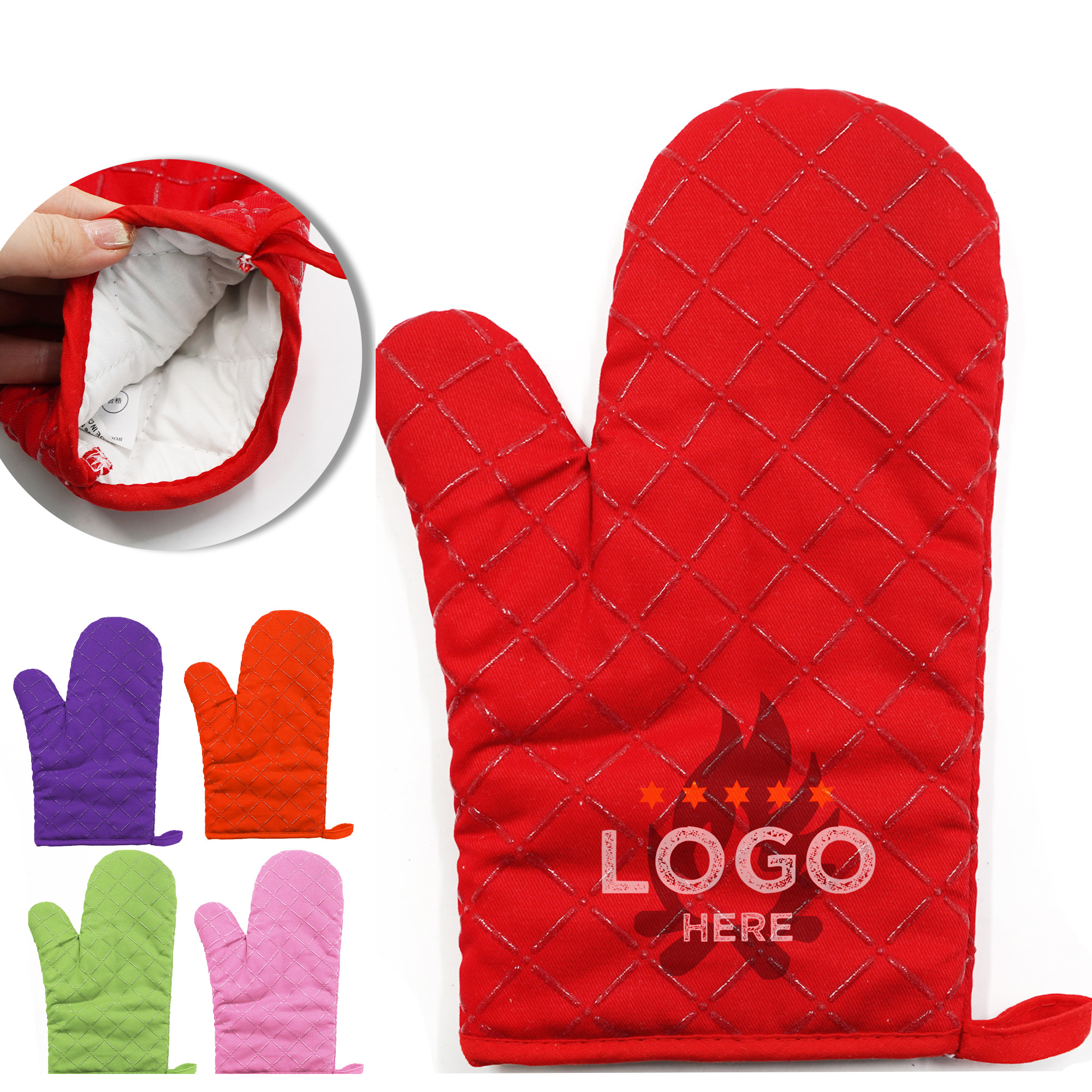 MOQ 50 Silicone Oven Mitts Resistant Non-Slip Microwave Glove 4