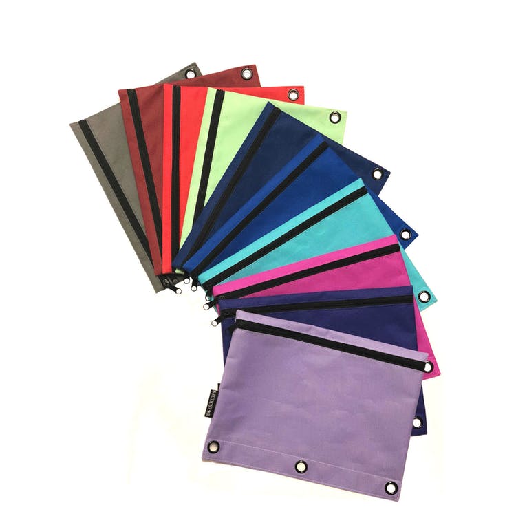 Zippered Pencil Pouches - 3 Ring Reinforced Assorted 2