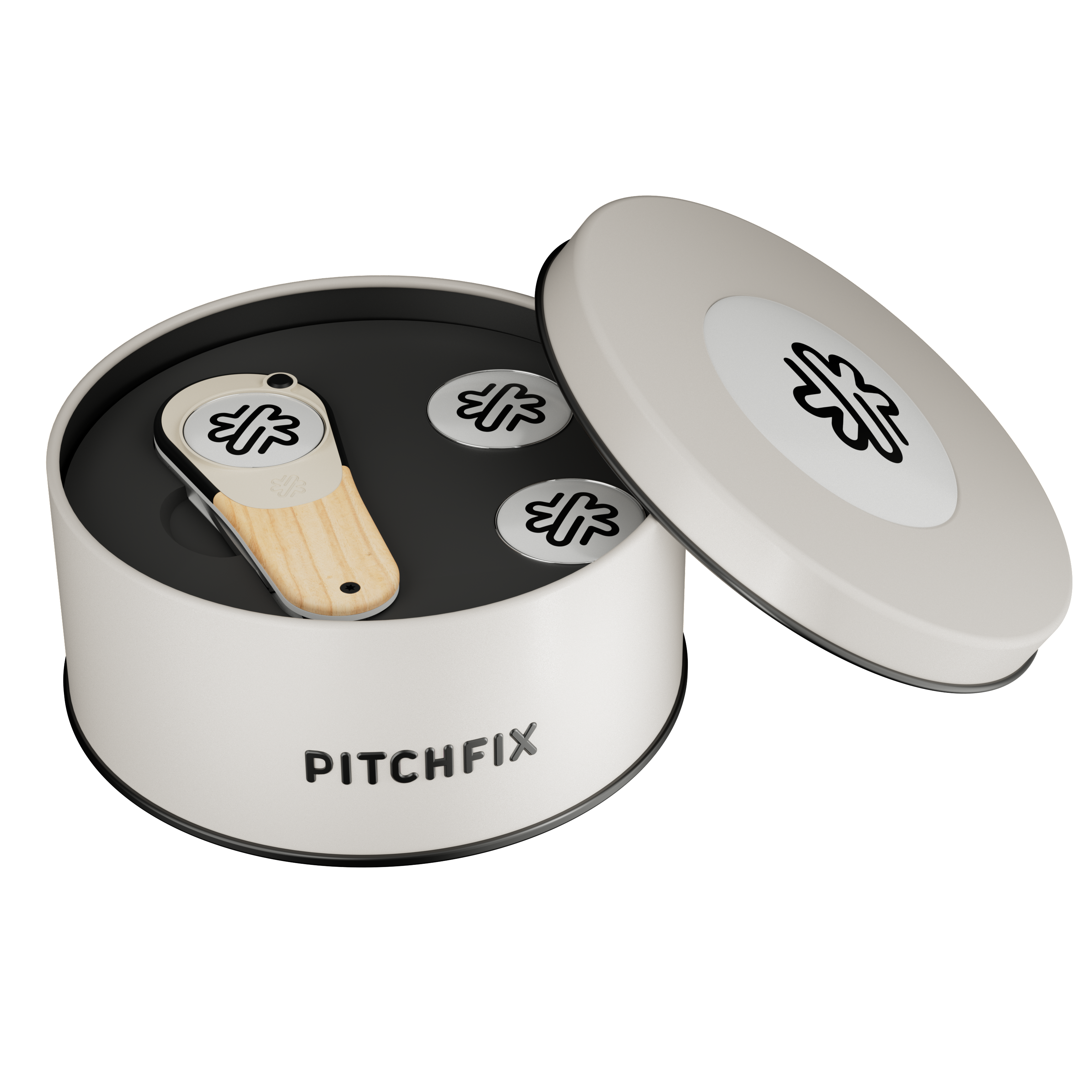 Pitchfix Woodie Golf Divot Tool in Round Tin 10