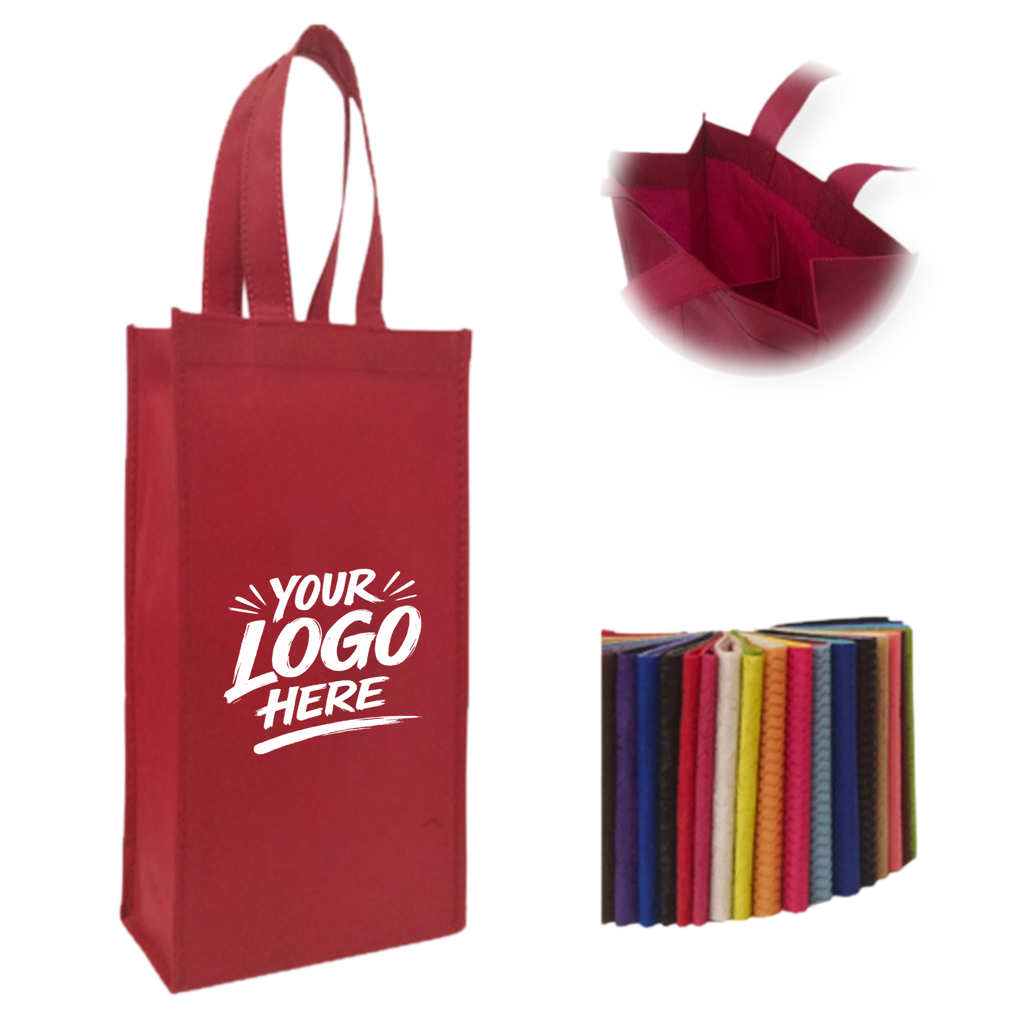 Nonwoven Single Bottle Wine Bag With Carry Handles 2