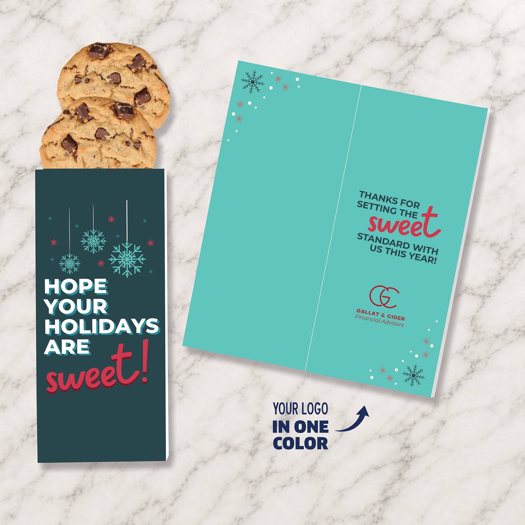 One Color Foil-Stamped Stock Holiday Sentiment Sweeter Cards with Chocolate Chip Cookies 1