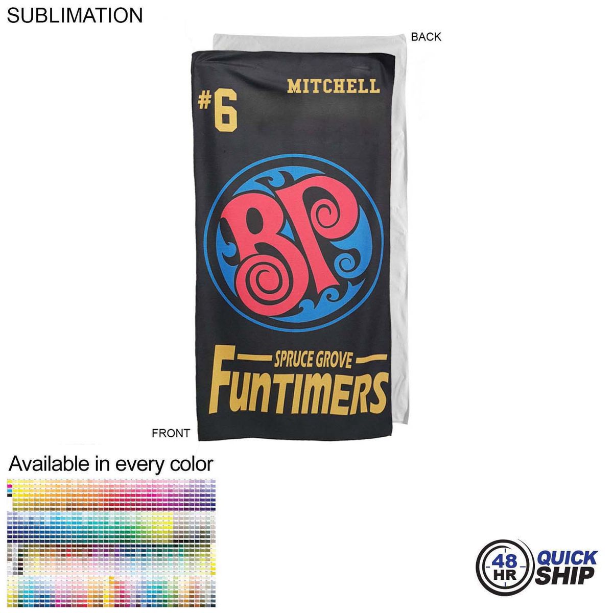 fiel 48 Hr Quick Ship - Team Towel in Microfiber Dri-Lite Terry 30x60 Sublimated Shower Towel #SU210W-23