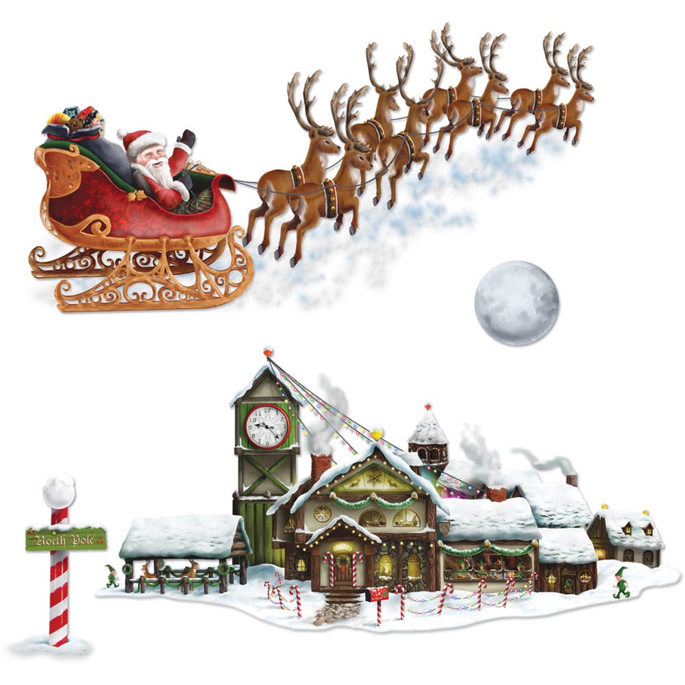 Santa's Sleigh & Workshop Props - 4 Pack 8"-62" 2