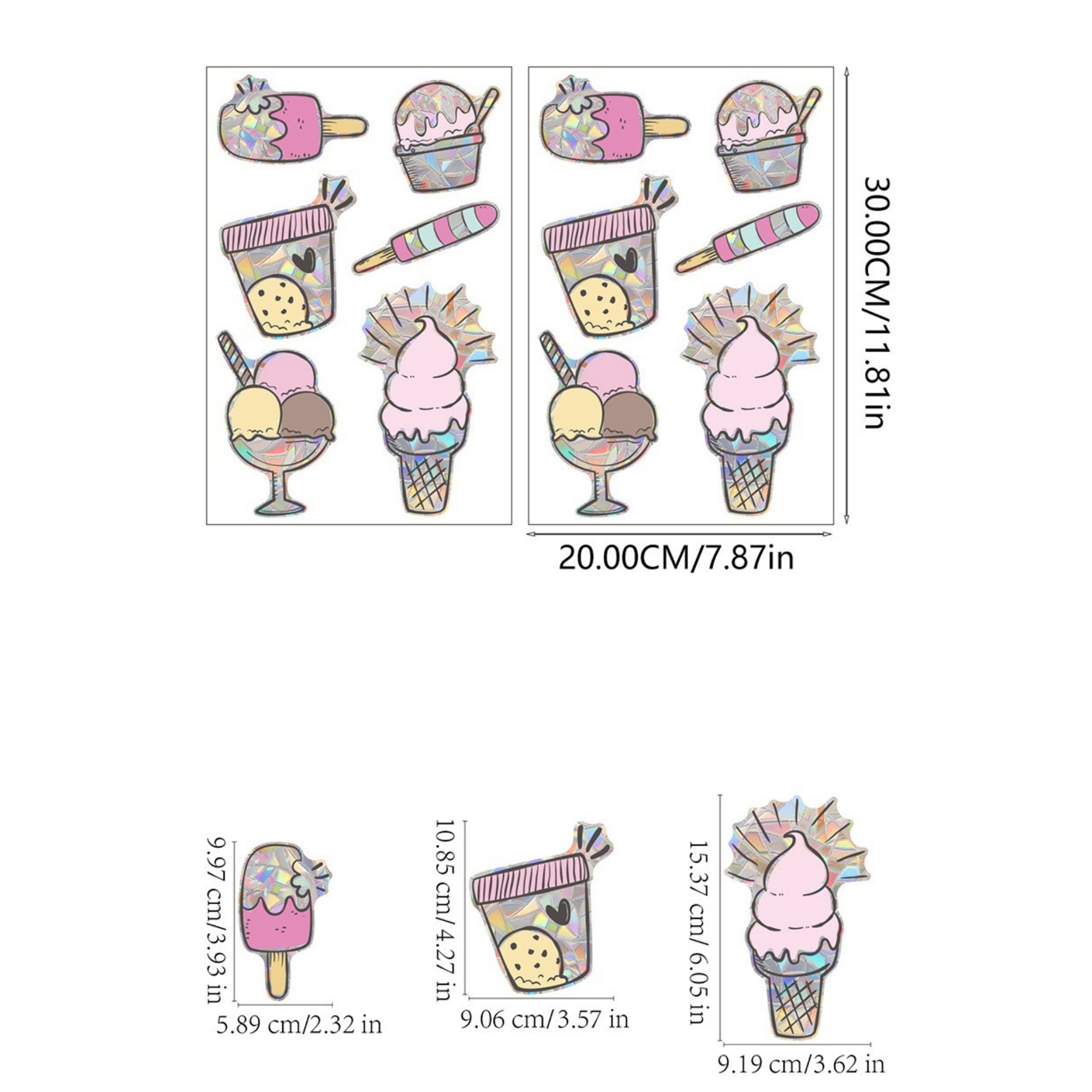 Prism Rainbow Static Stained Glass Stickers 12