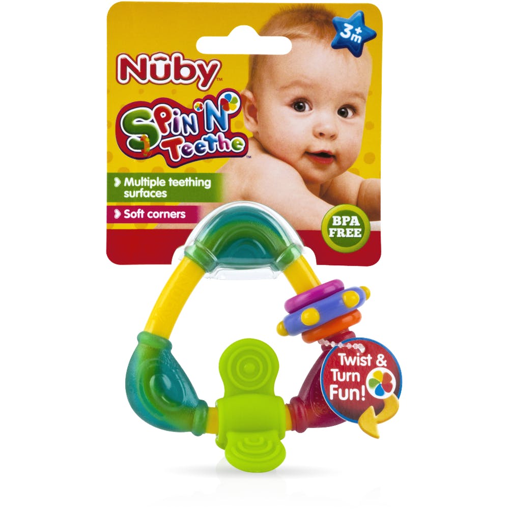 Nuby Spin N' Teethe Triangle Teethers - BPA-Free 3M+ 3
