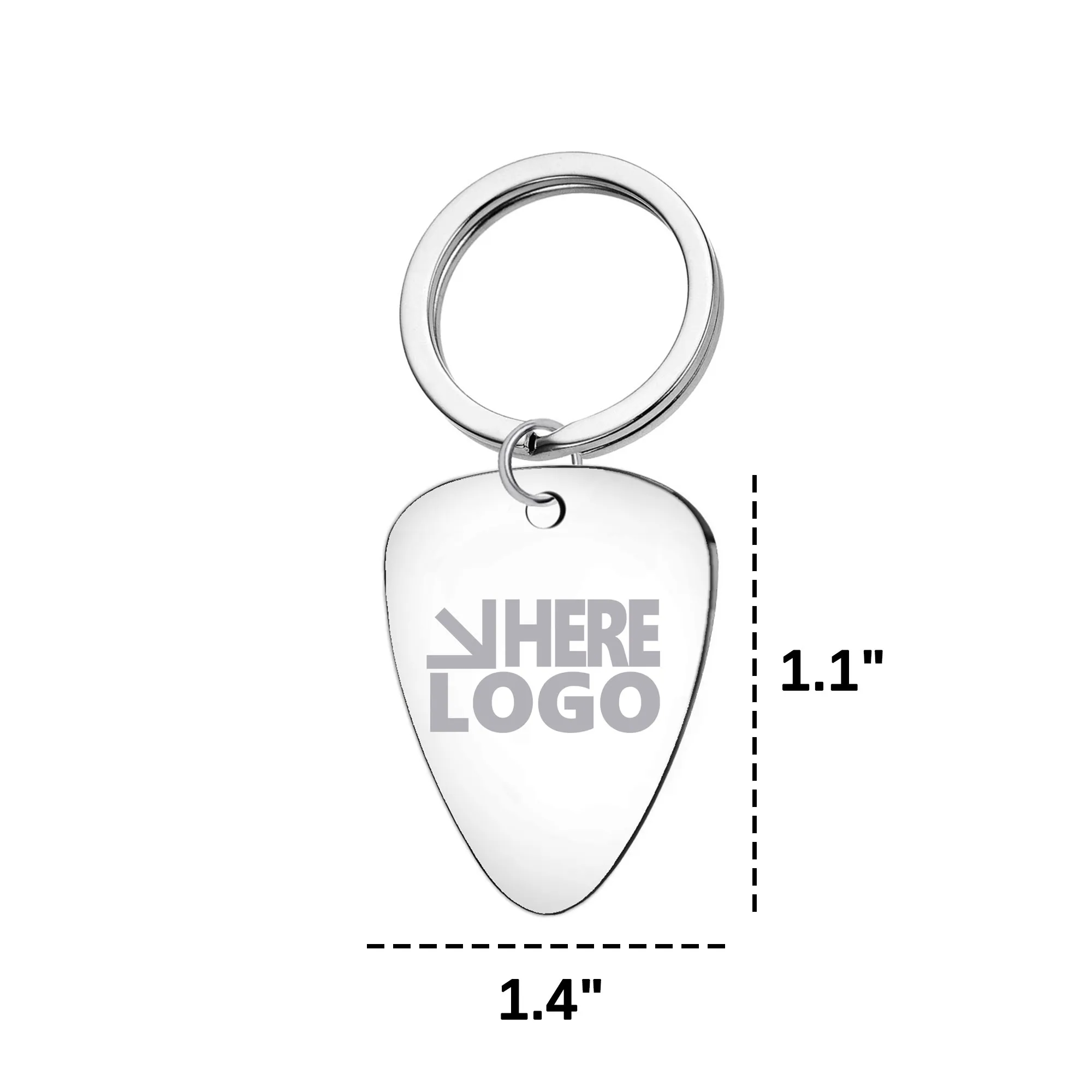 MOQ 20 Guitar Pick Keychain Stainless Steel 5
