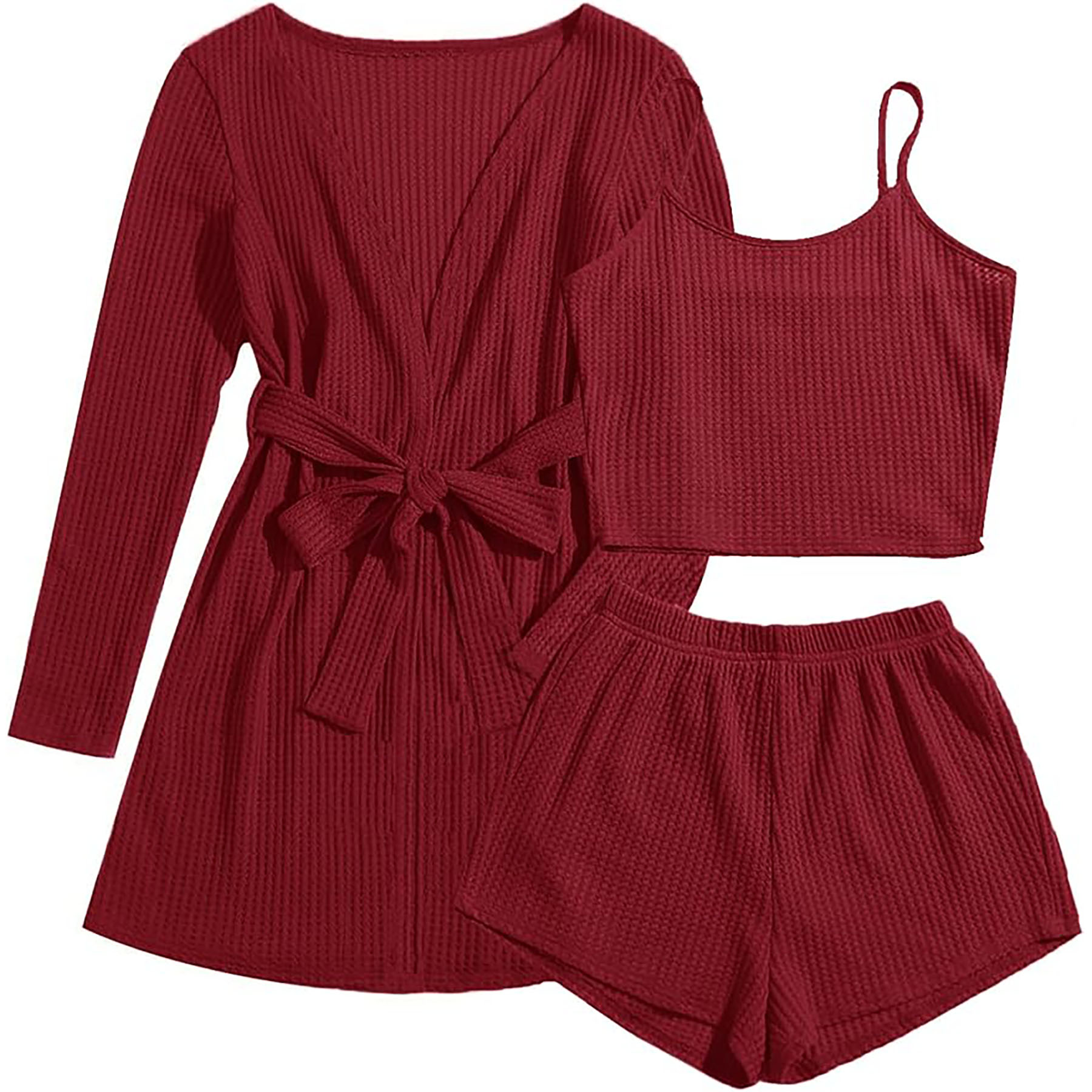  Womens 3 Piece Waffle Knit Pajama 42