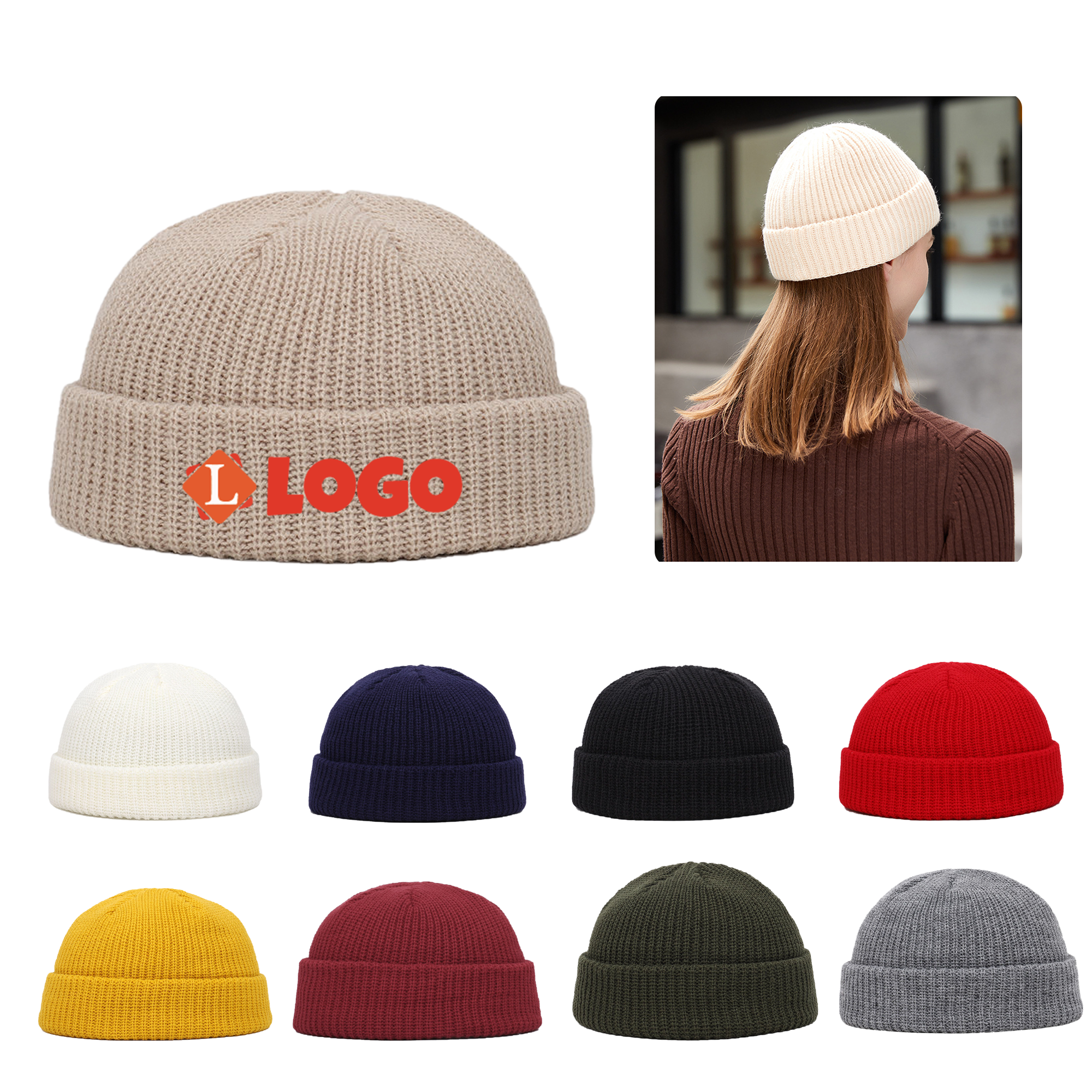 MOQ50 Winter Warm Melon-Shaped Knitted Hat