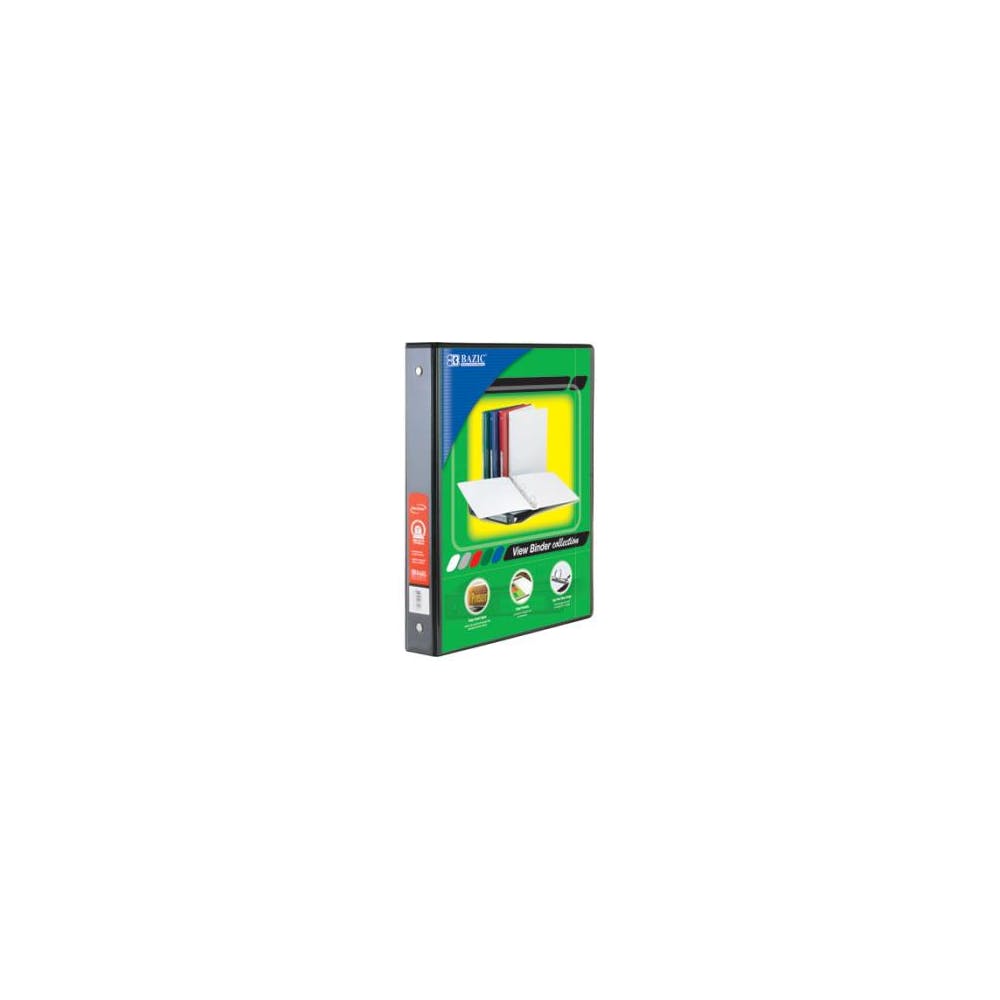 1" 3 Ring View Binders - Black 2 Pockets 2