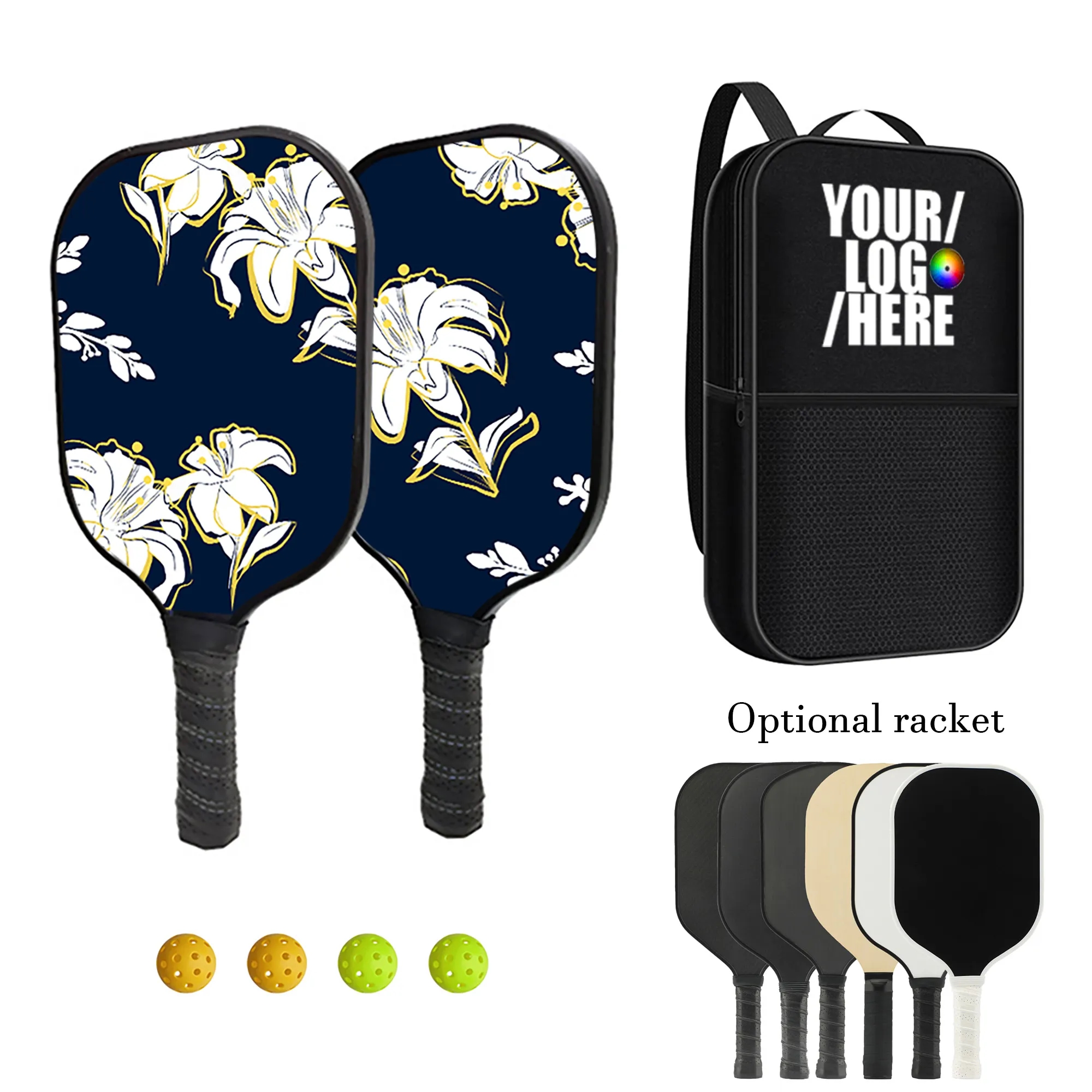 Full Color Fiberglass Pickleball Set 6