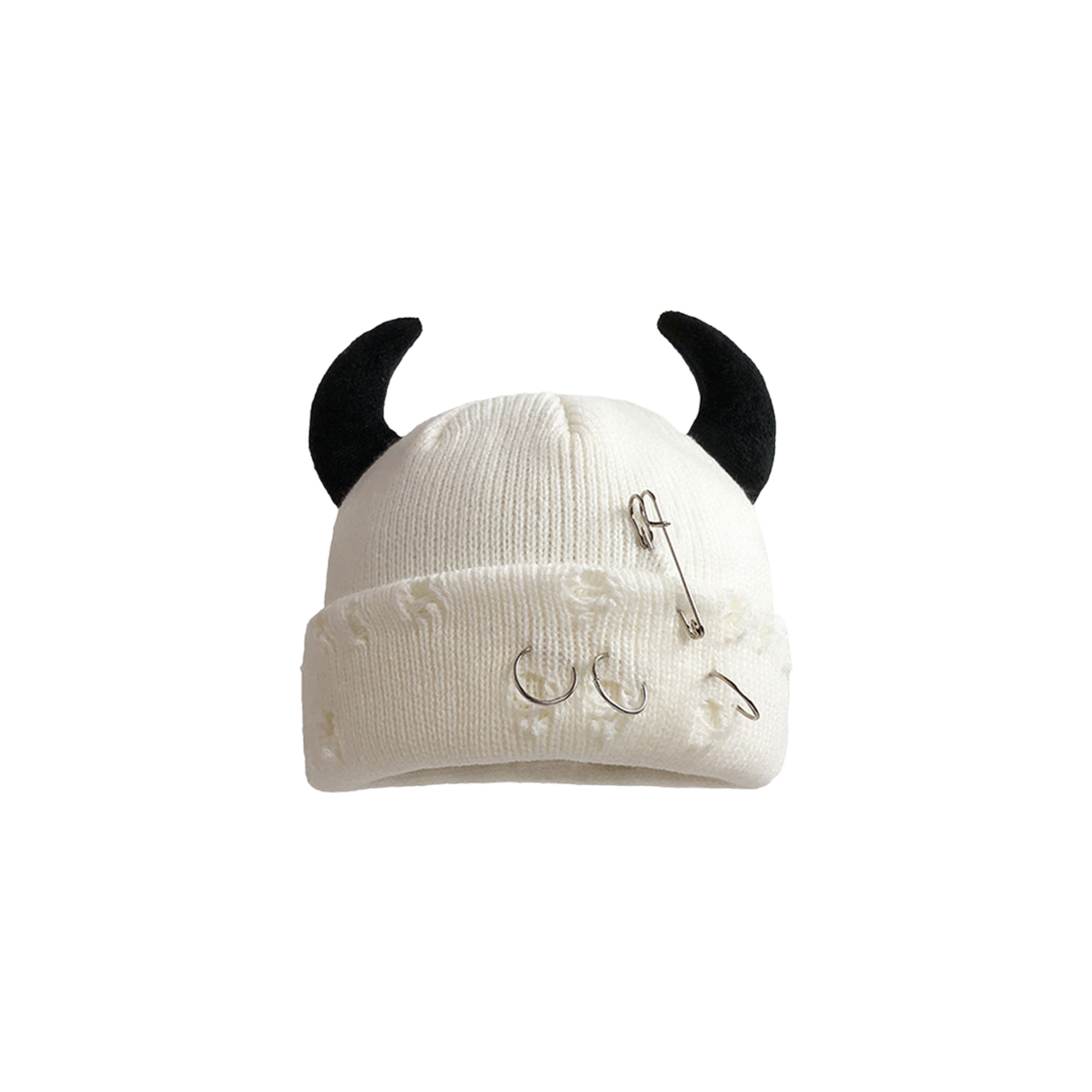 Custom Logo Horned Winter Knitted Hat 13