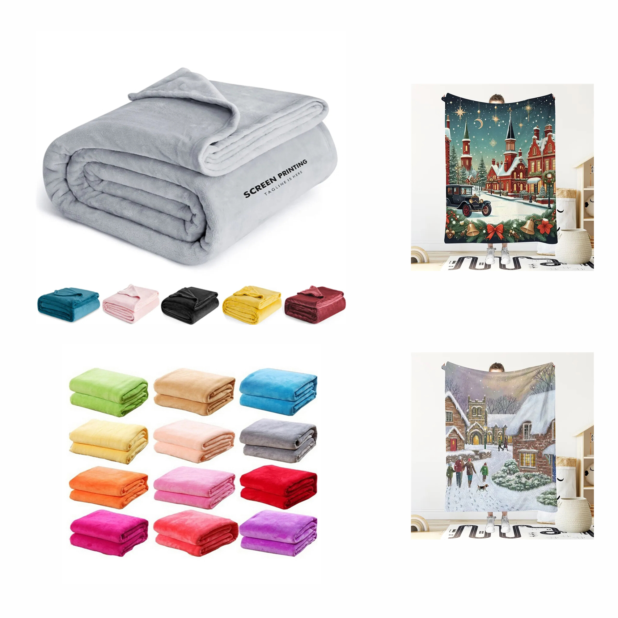 Full Color Printed Super Soft Flannel Blanket MOQ 10pcs