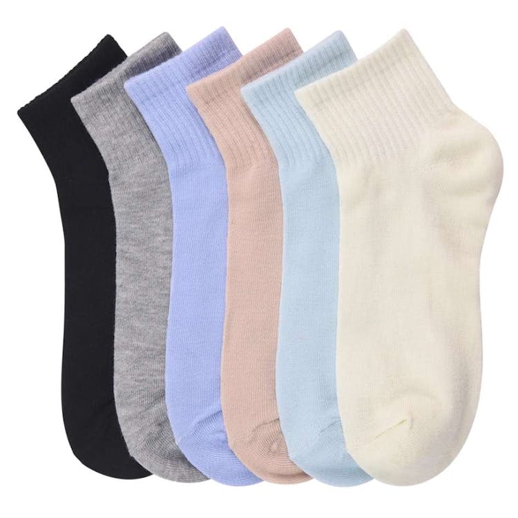 Womens' Spandex Quarter Rib Socks Assorted Colors 3