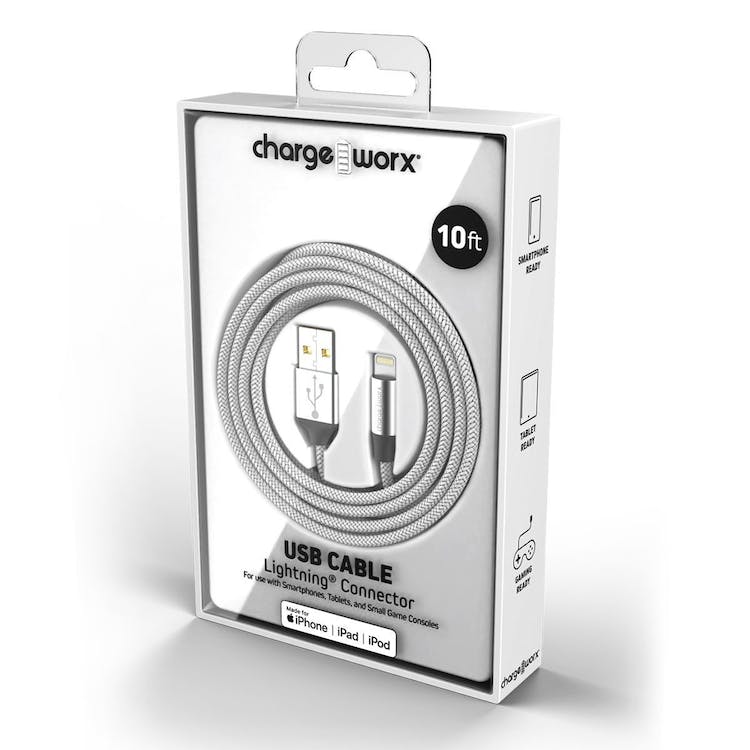 10' Lightning USB Cables - Argent 3