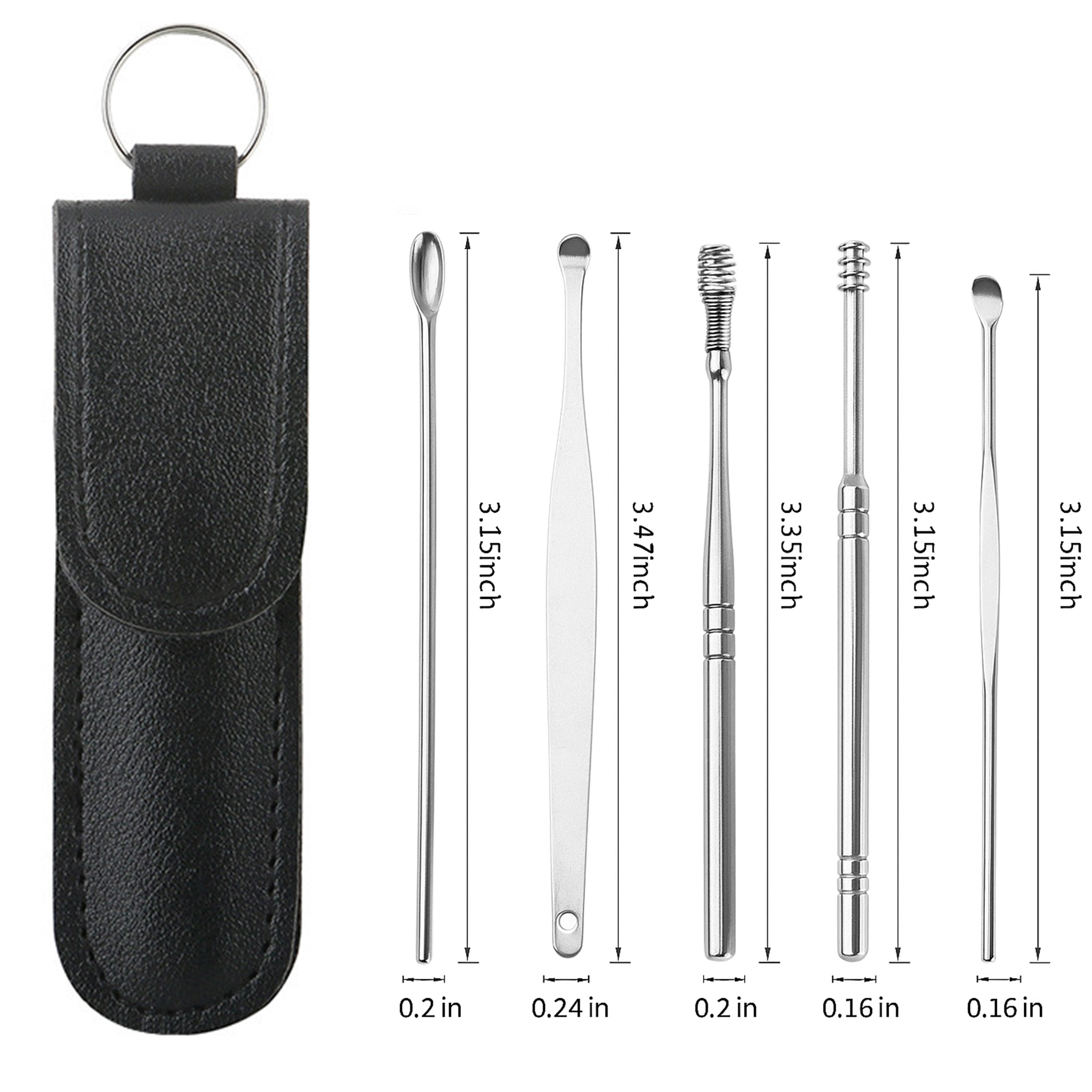 Stainless Steel Ear Cleaner Set With Case 12