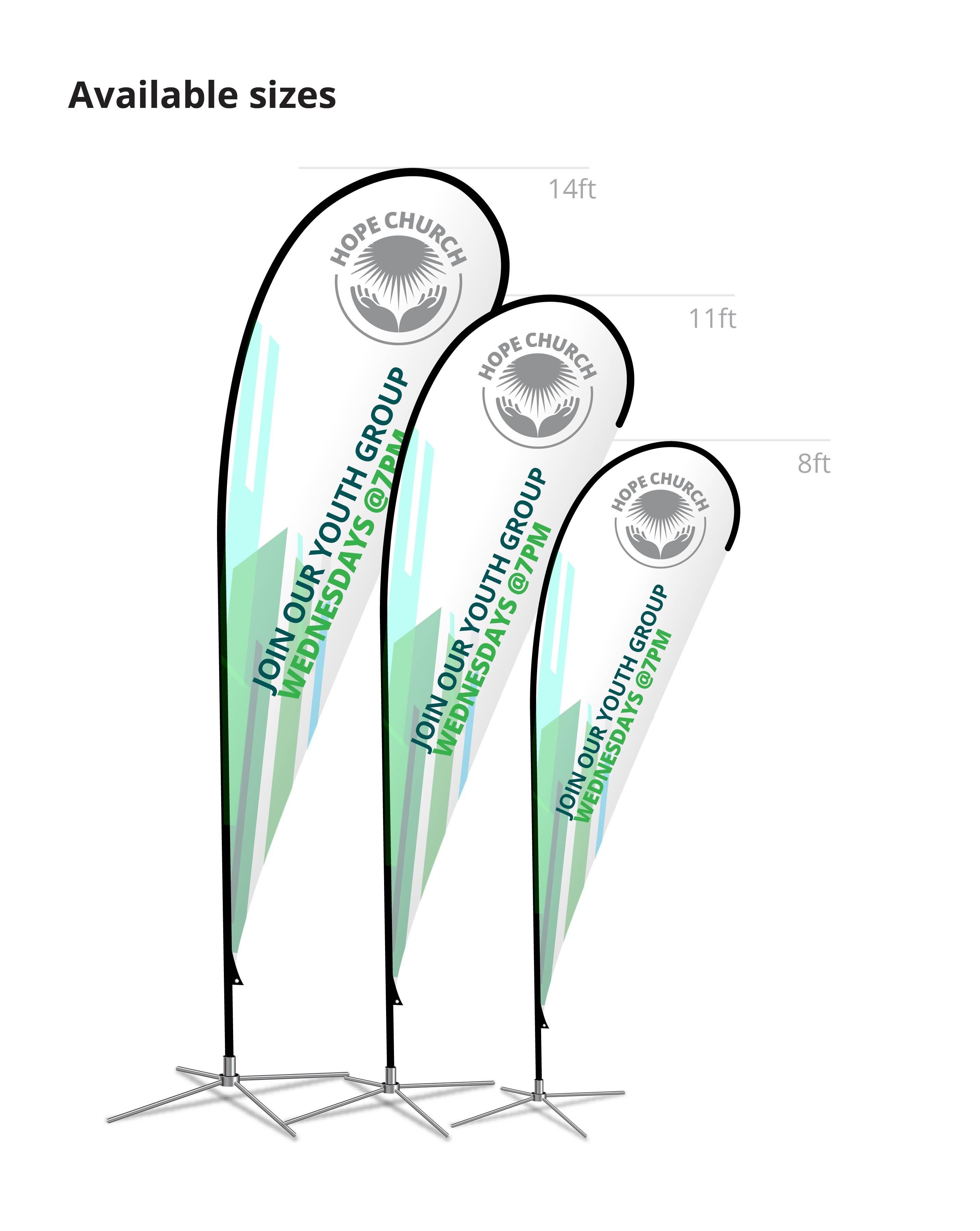 Teardrop Flag Banner Double Sided Kit (11ft) 13