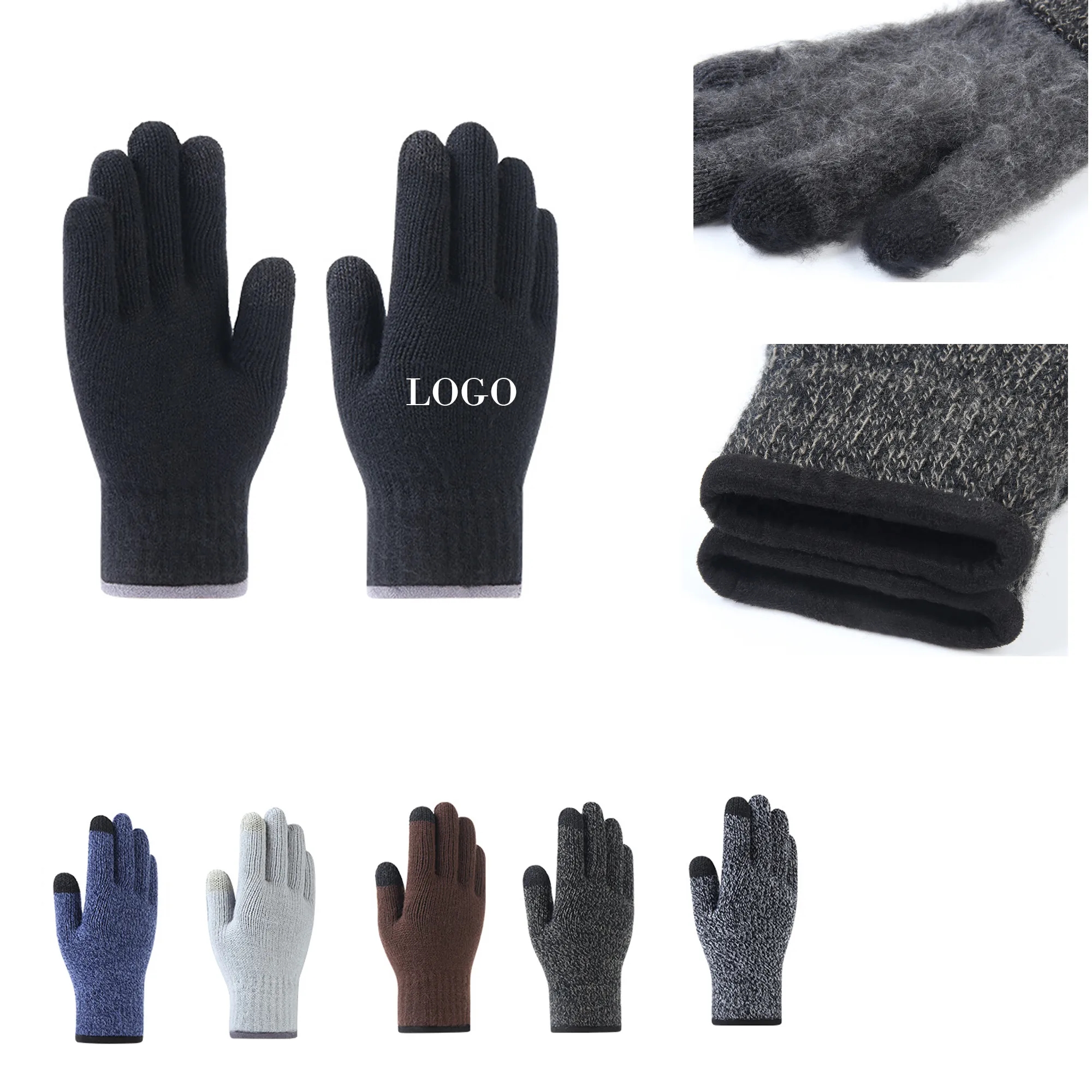 Touch Screen Thickened Knit Gloves 3