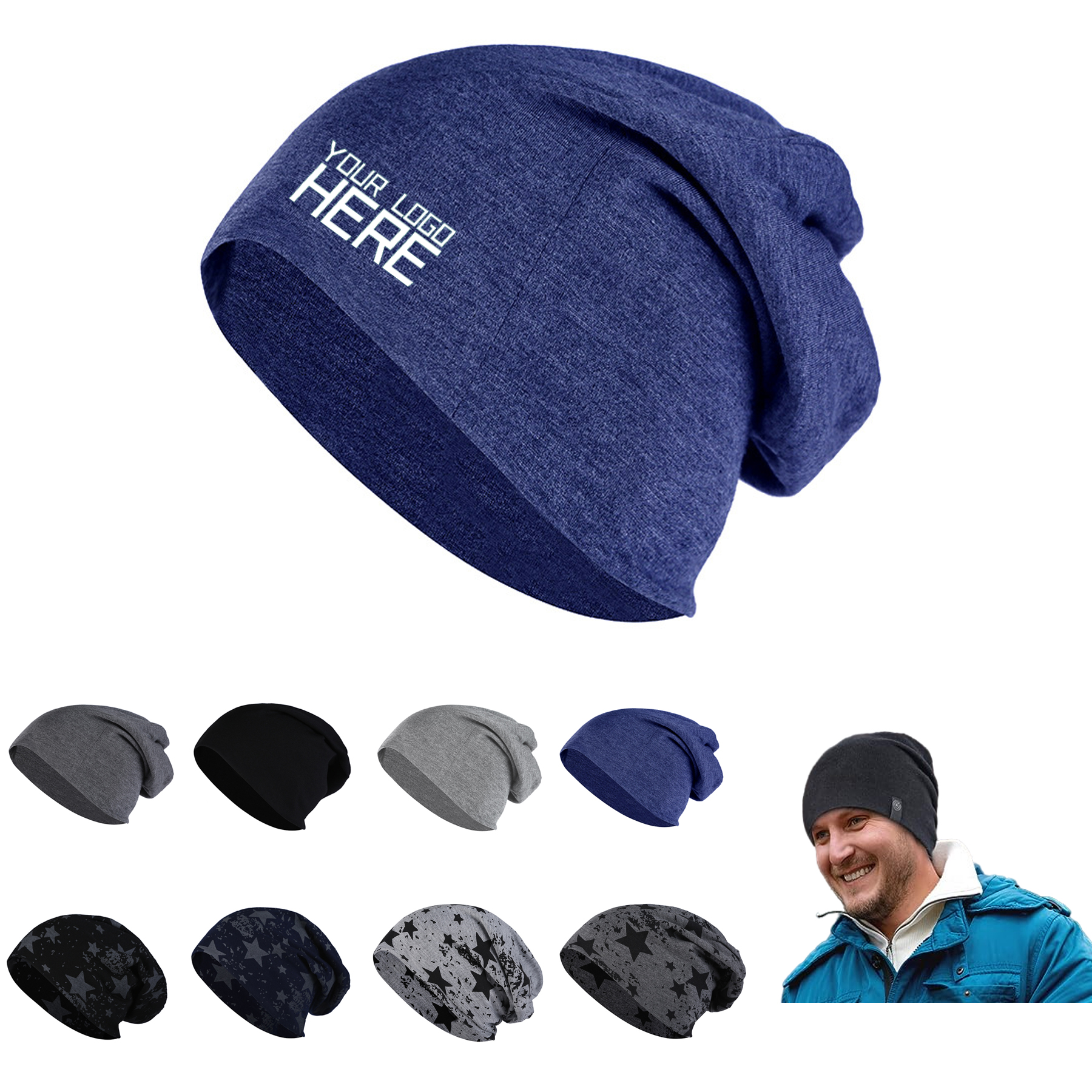 Soft Stretch Knit Slouchy Beanie Hat