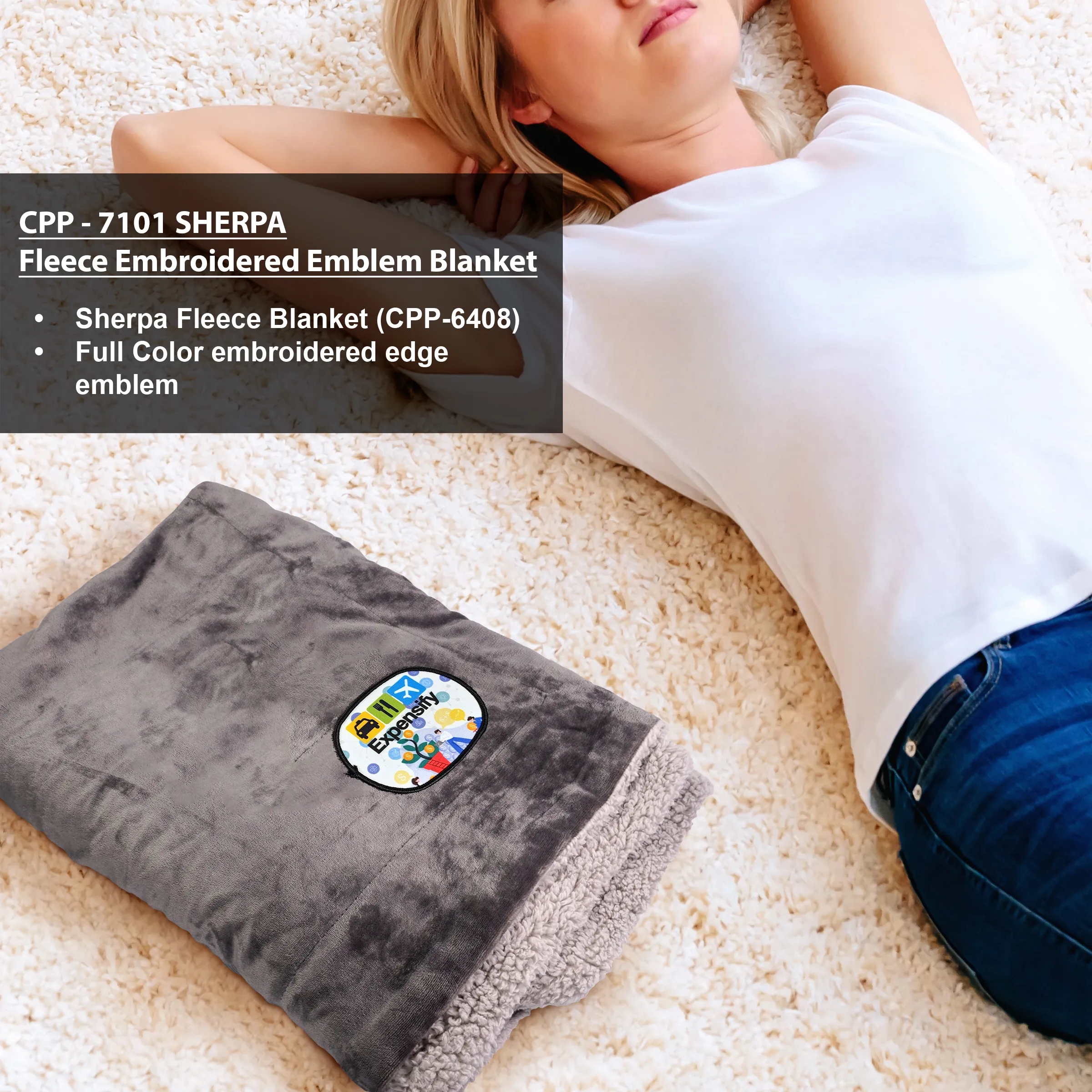 Sherpa Fleece Embroidered Emblem Blanket 4
