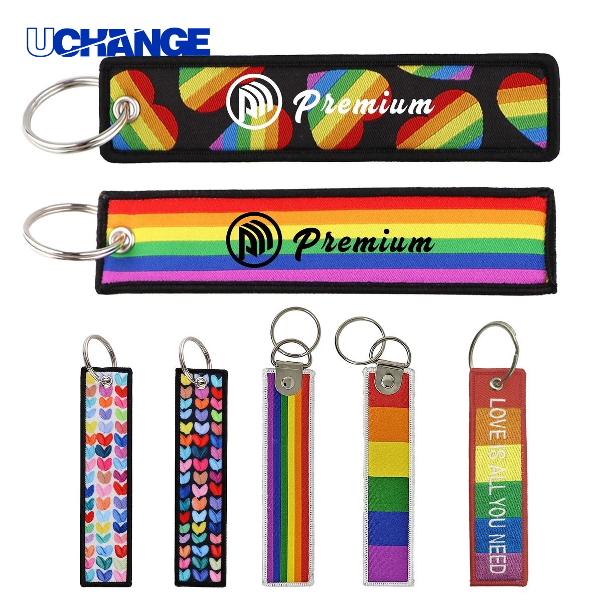 Rainbow Motorcycle Embroidery Keytag