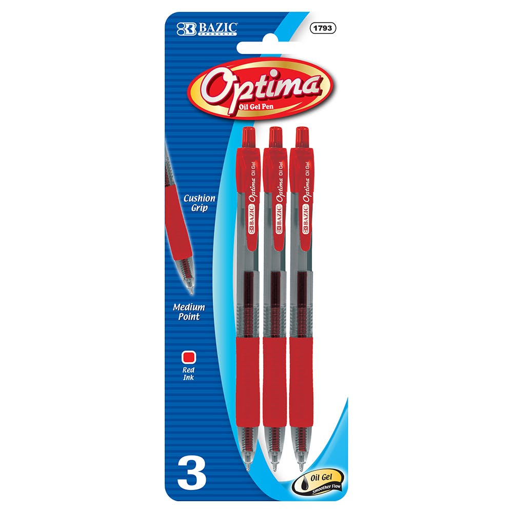 Optima Gel Pens - Red 3 Pack 3