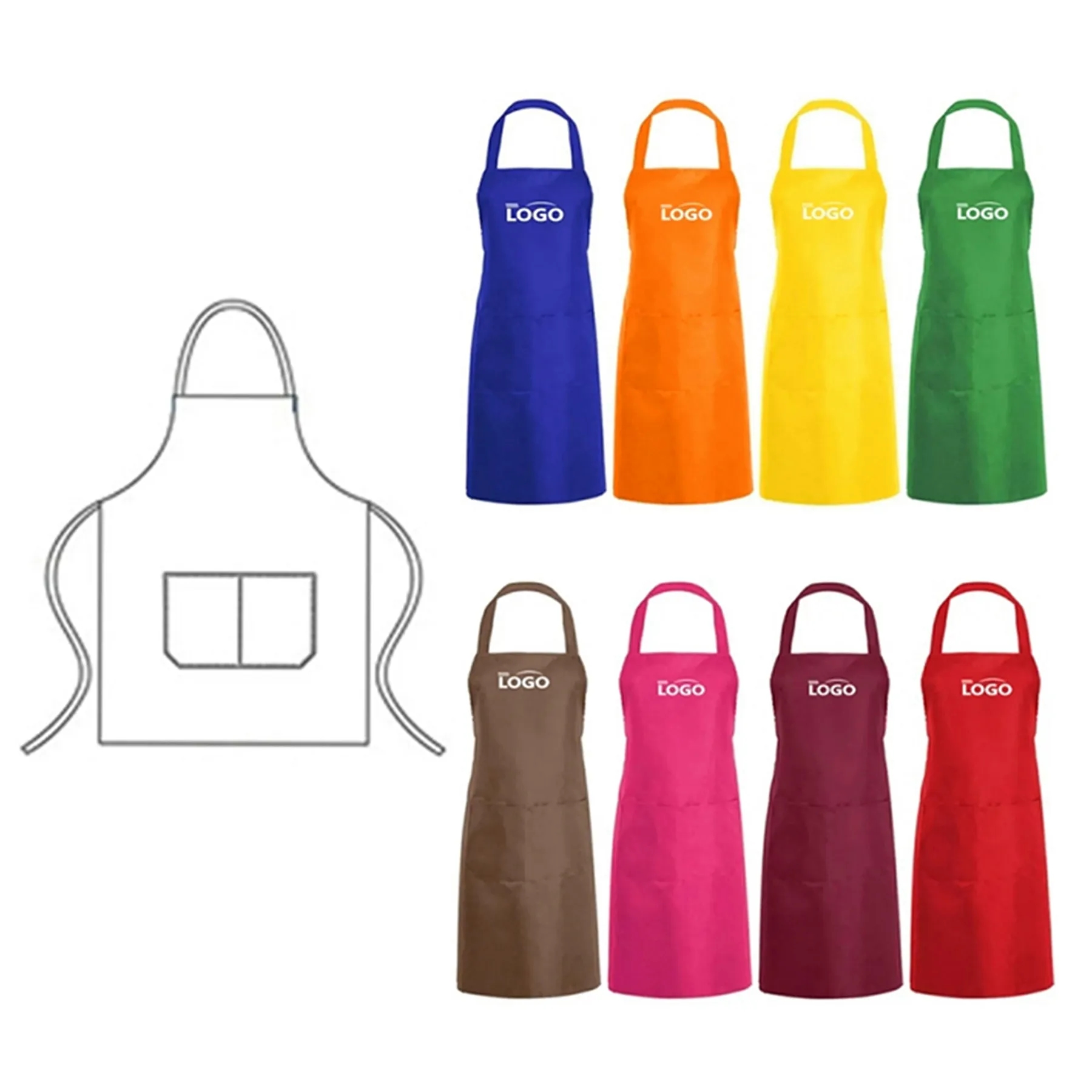 Plain Kitchen Cooking Bib Apron